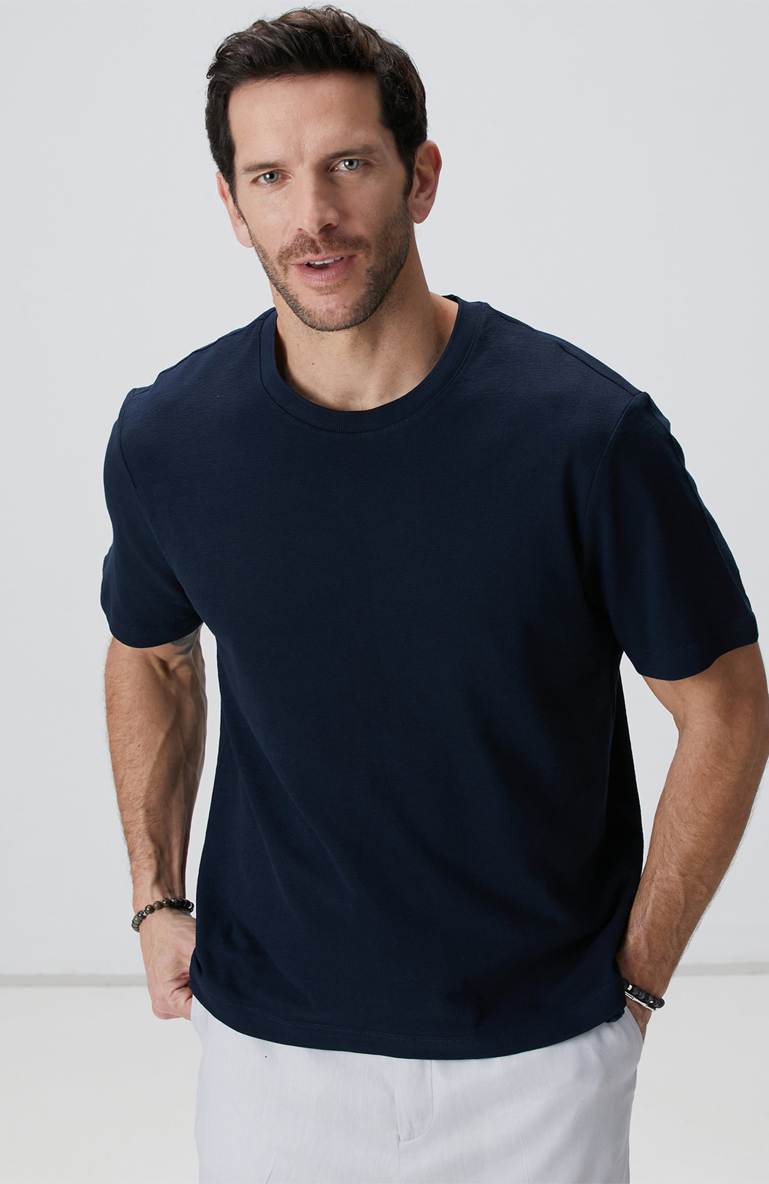 MEN'S Navy Blue Jacquard T-Shirt