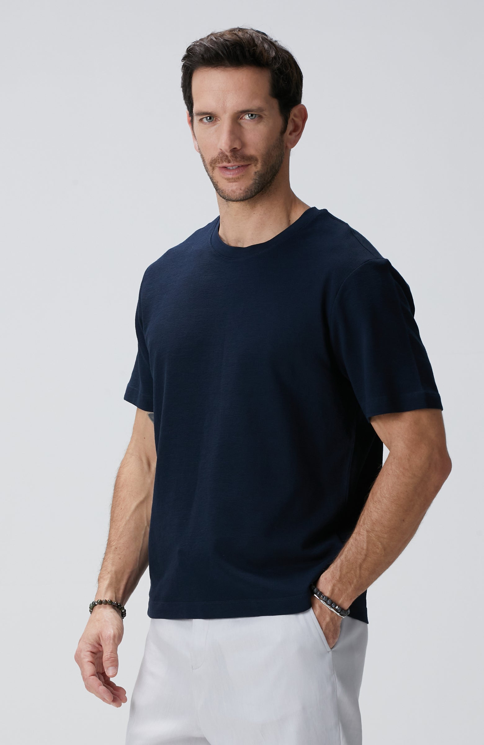 MEN'S Navy Blue Jacquard T-Shirt