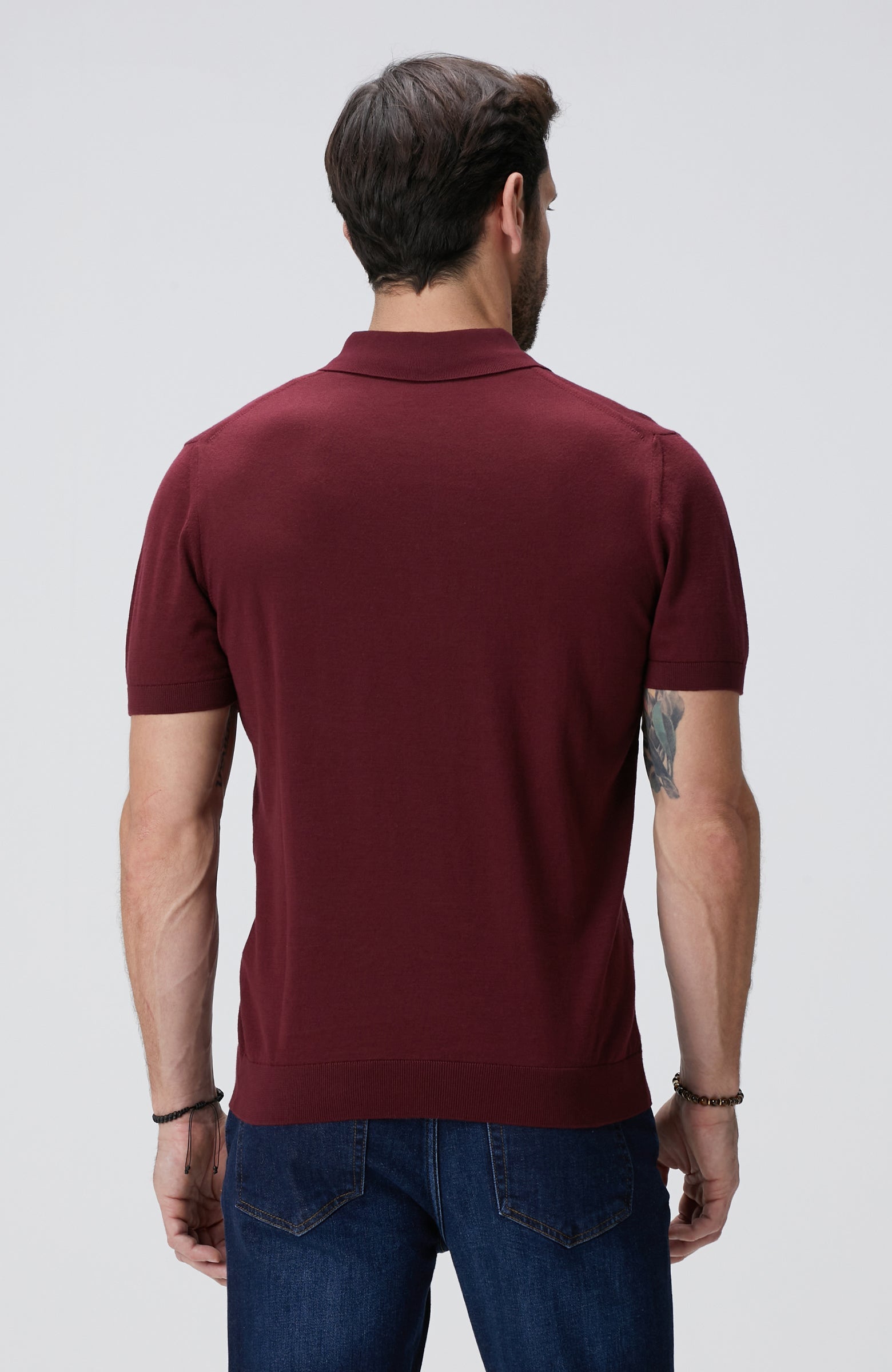 MEN'S Burgundy Polo Neck Basic Sweater
