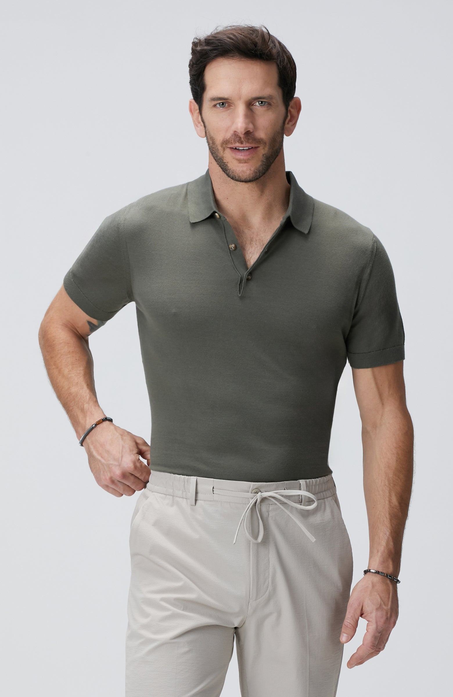 MEN'S Khaki Polo Neck Sweater