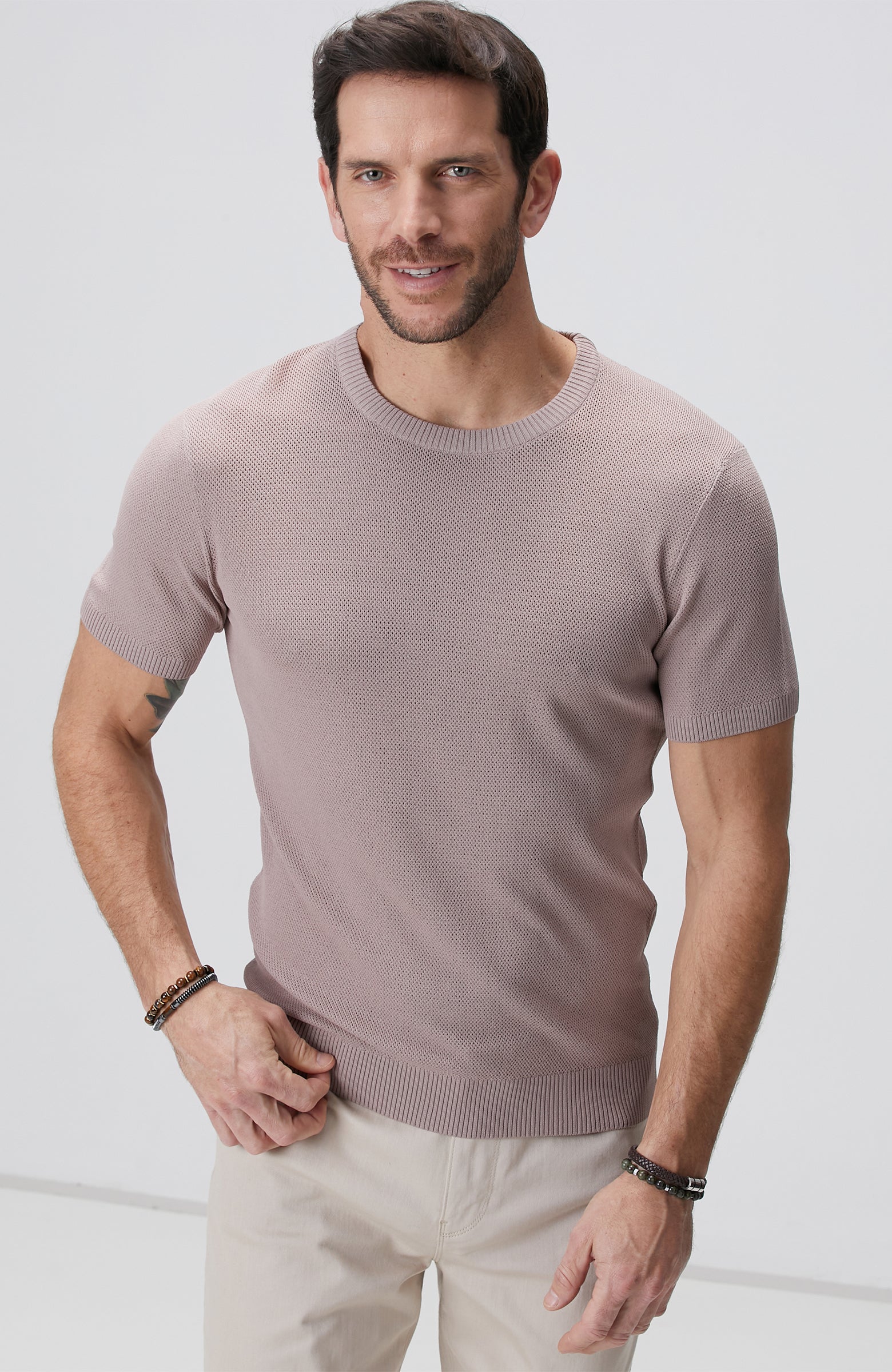 MEN'S Pink Jacquard Knit Sweater