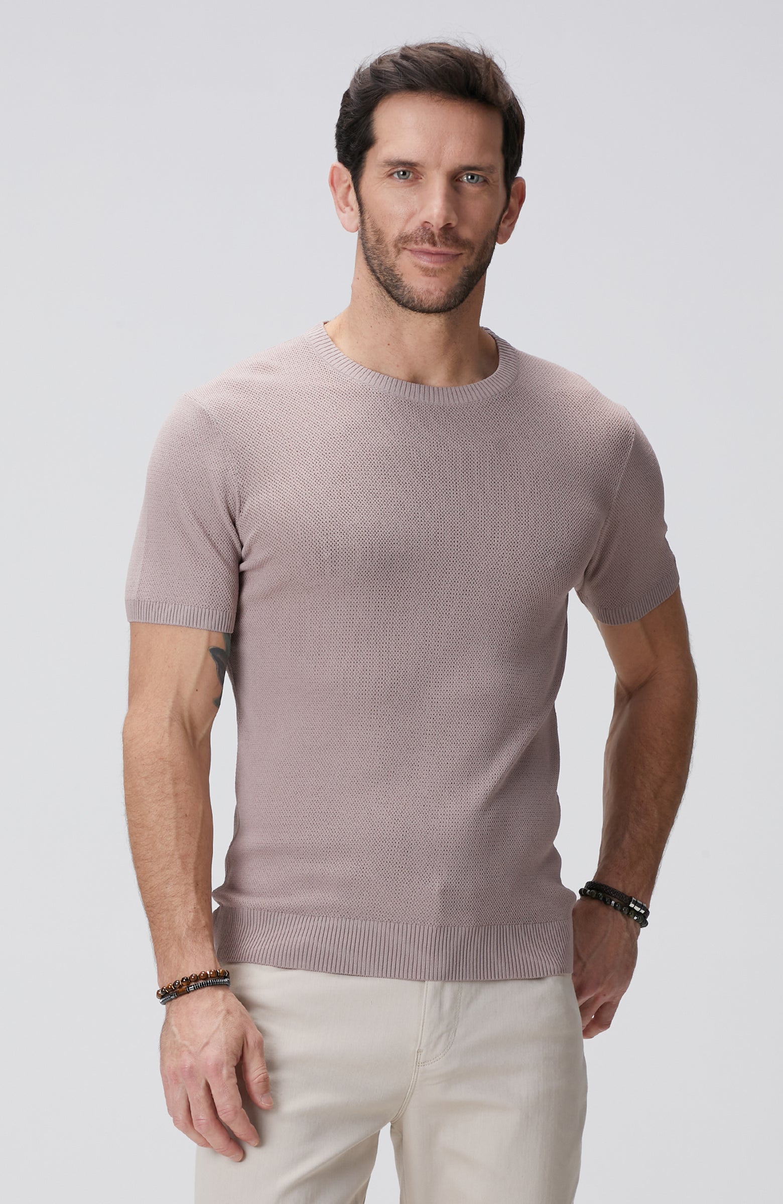 MEN'S Pink Jacquard Knit Sweater