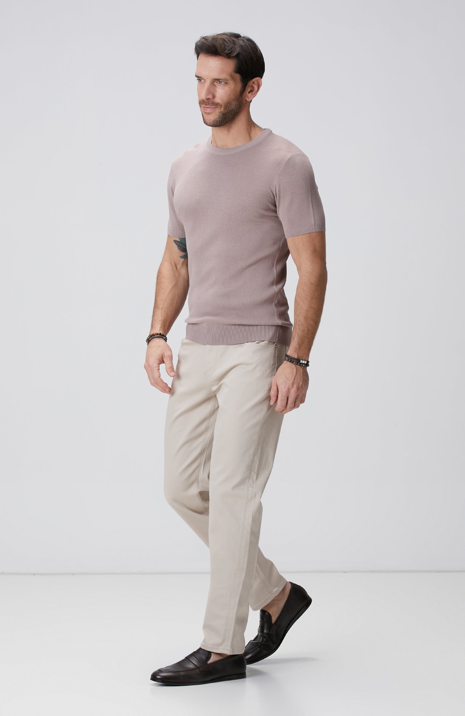 MEN'S Pink Jacquard Knit Sweater