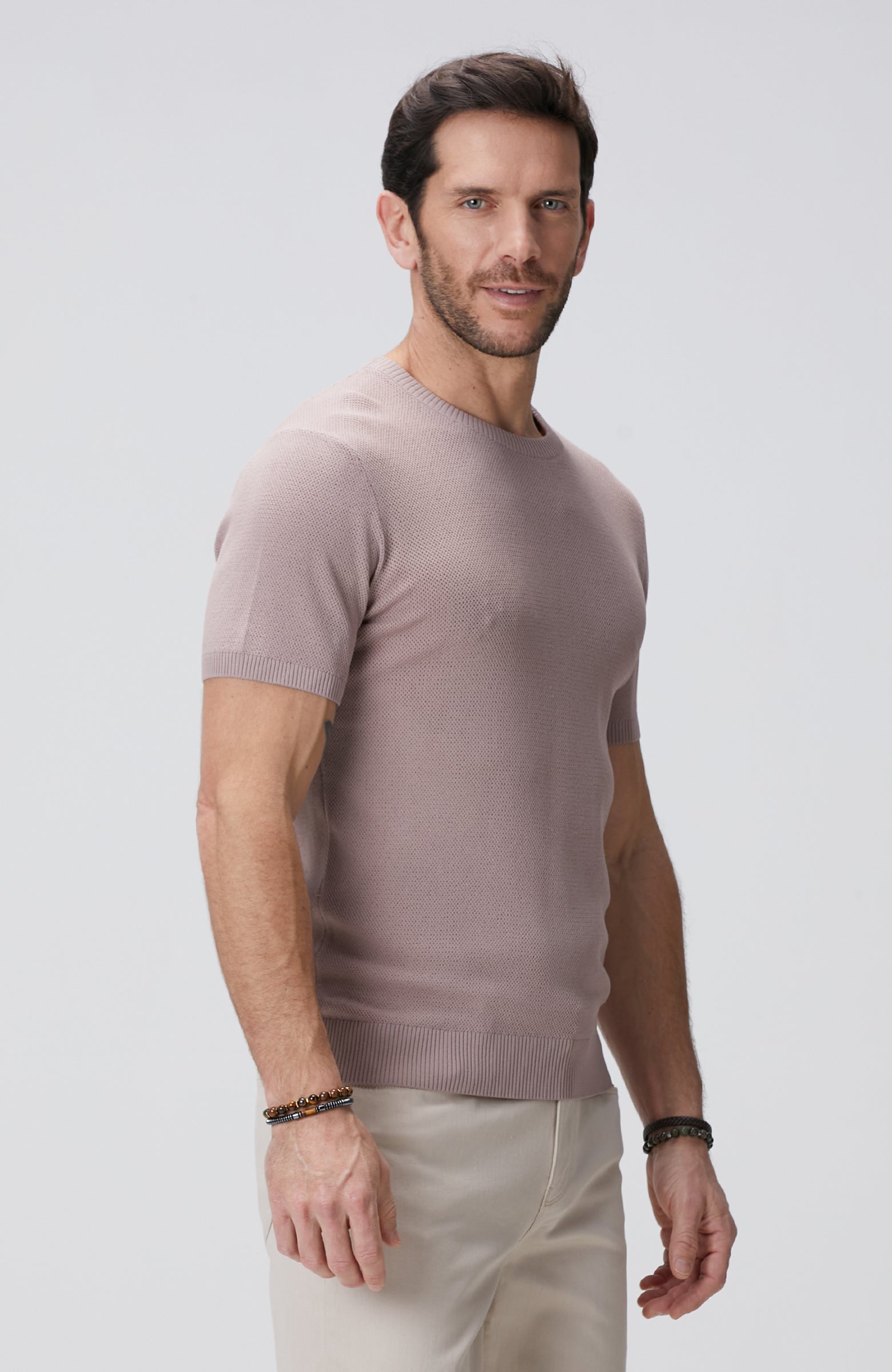 MEN'S Pink Jacquard Knit Sweater