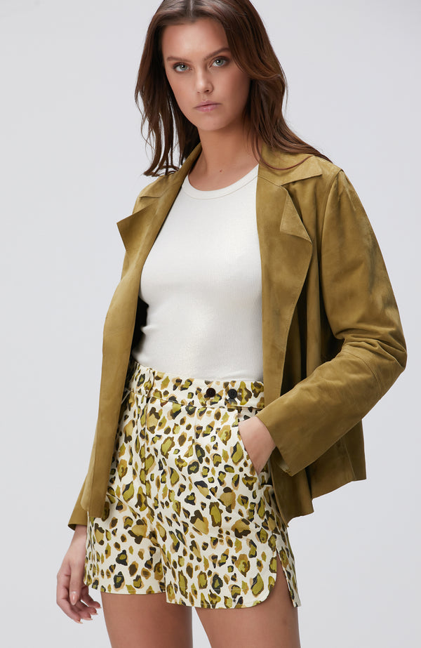 WOMEN'S Khaki Suede Leather Jacket