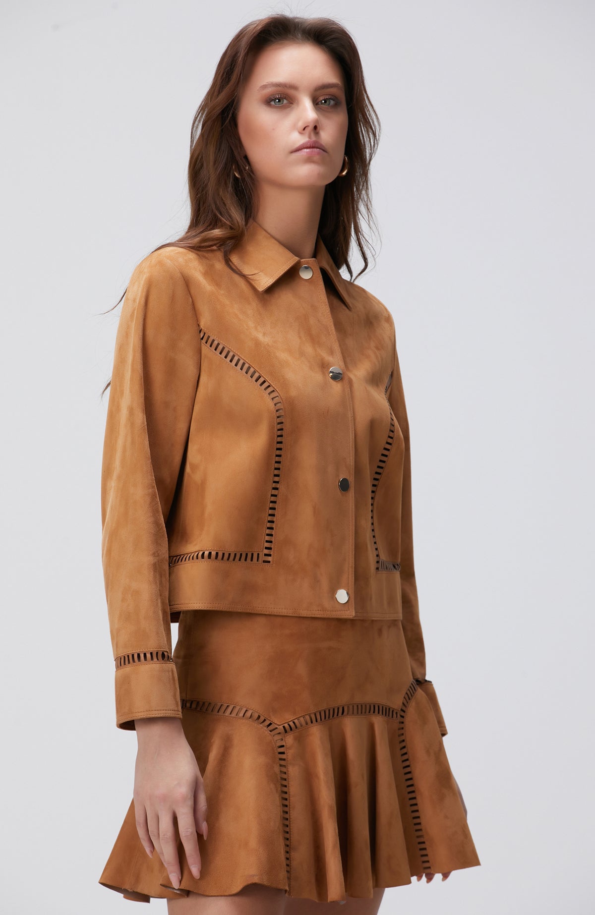 WOMEN'S Camel Suede Leather Jacket