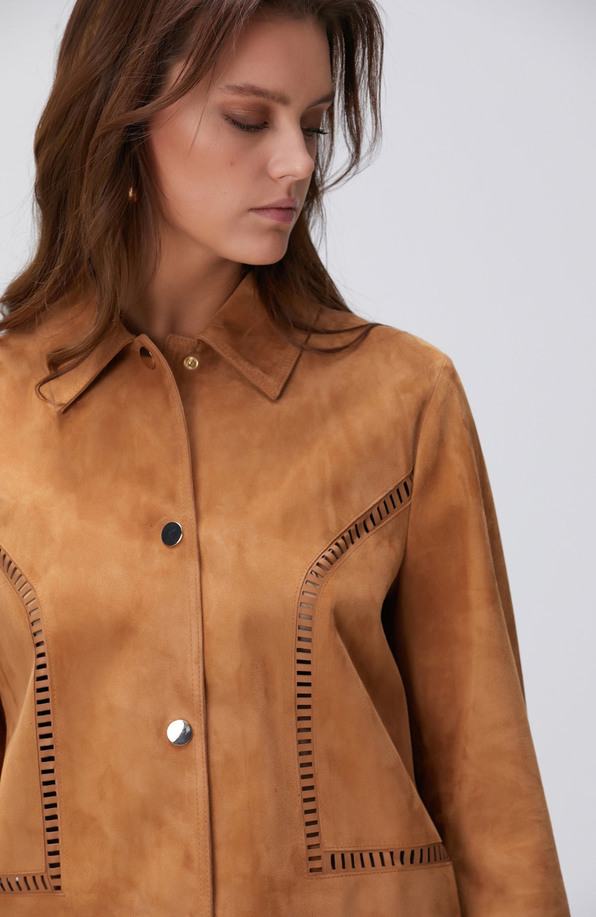 WOMEN'S Camel Suede Leather Jacket