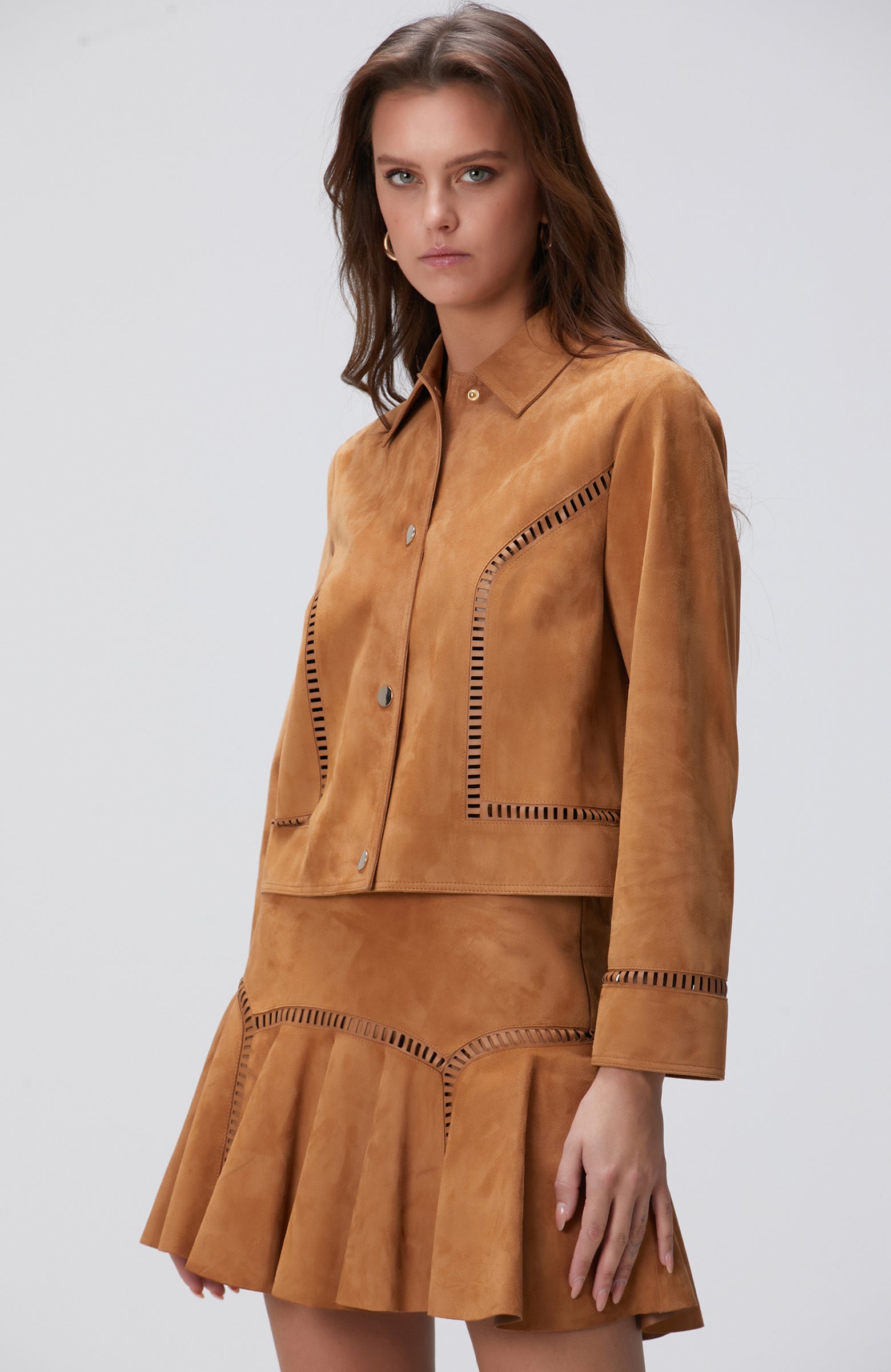 WOMEN'S Camel Suede Leather Jacket