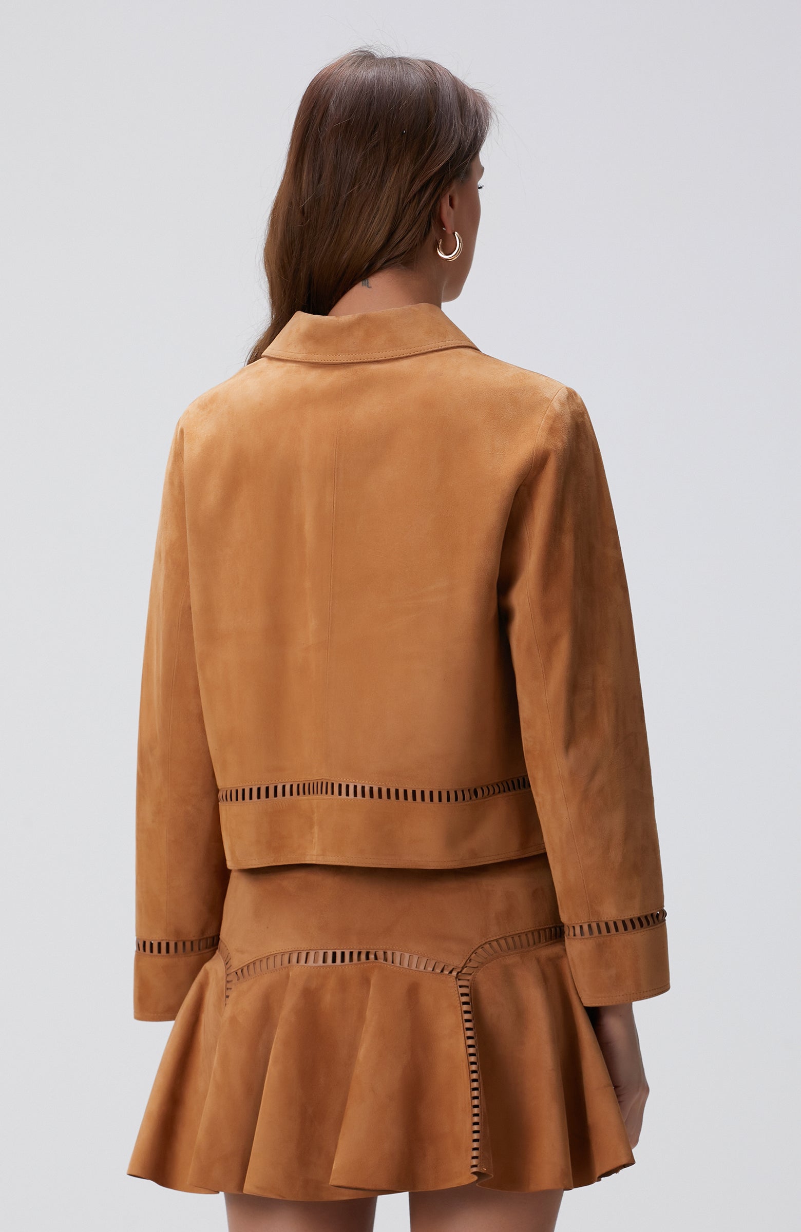 WOMEN'S Camel Suede Leather Jacket