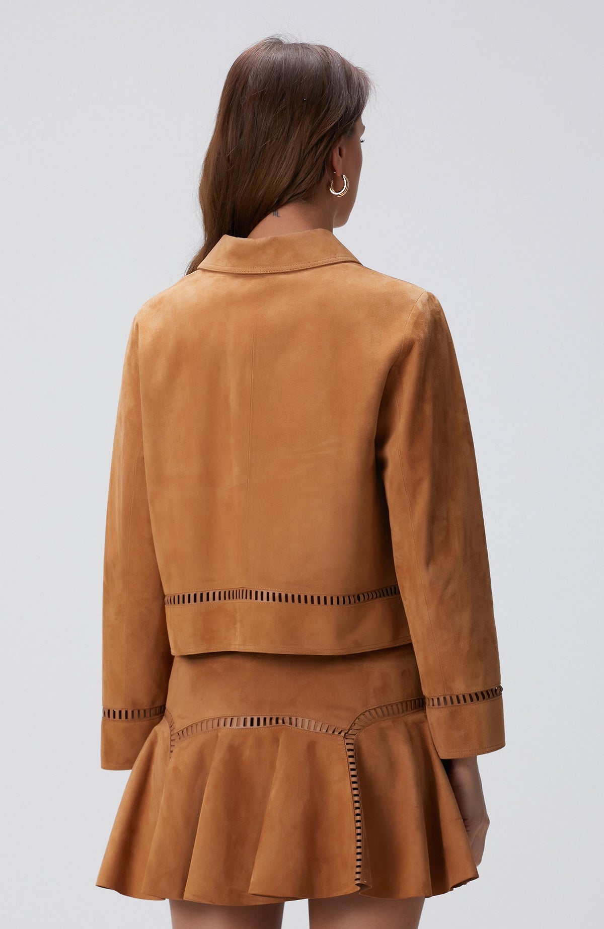 WOMEN'S Camel Suede Leather Jacket