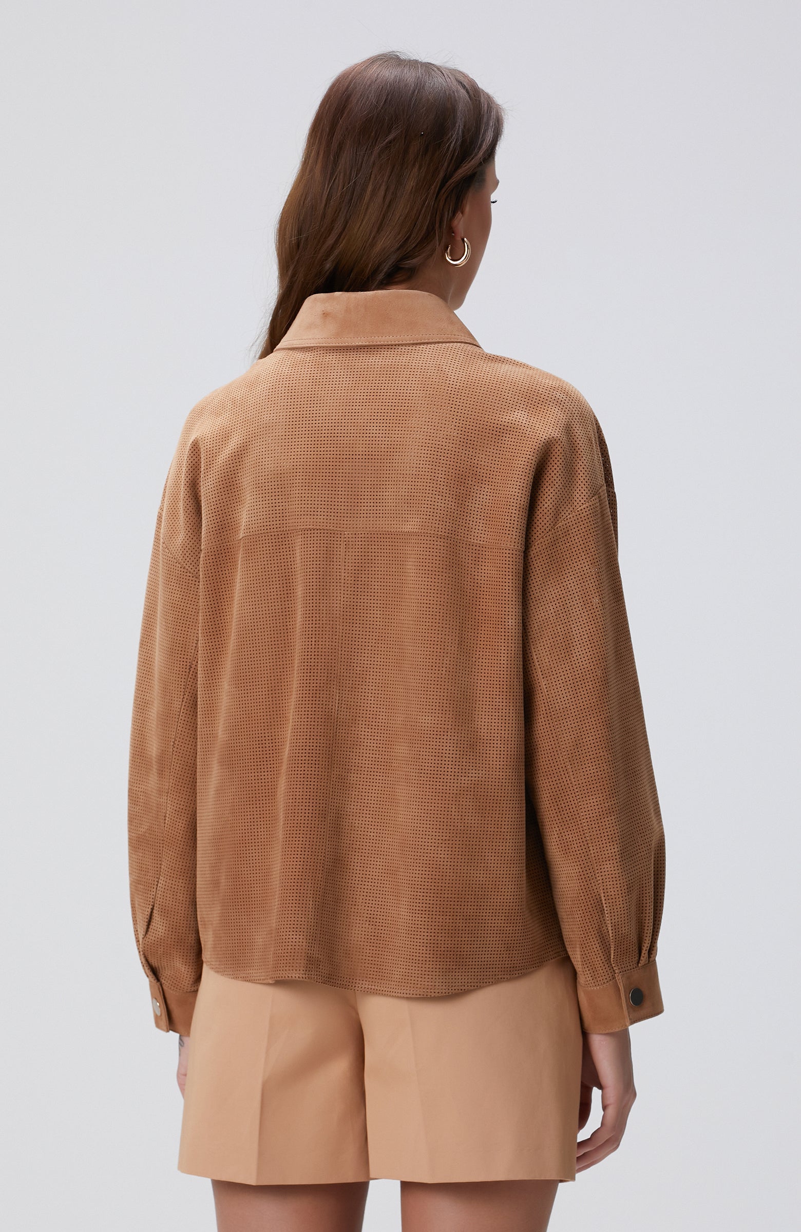 WOMEN'S Camel Suede Leather Shirt