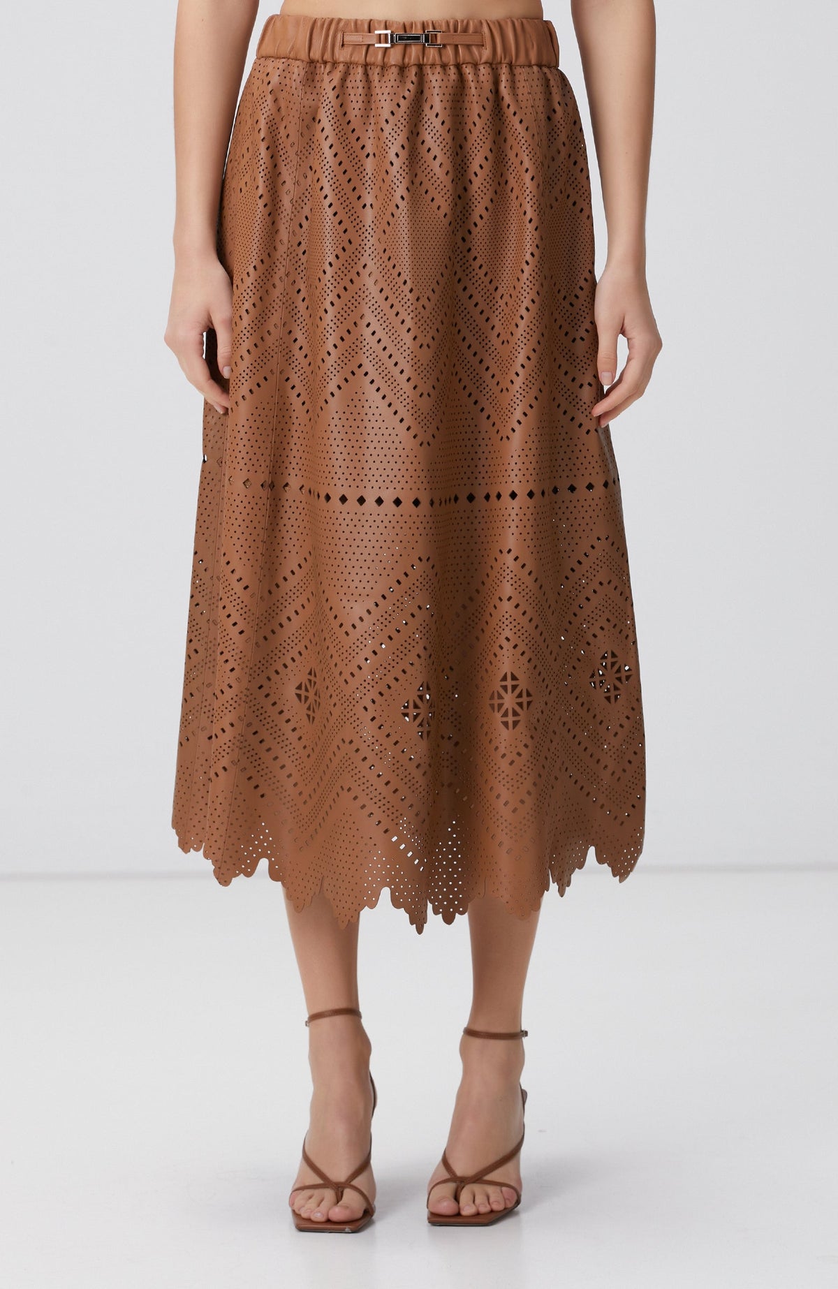 WOMEN'S Limited Camel Leather Skirt