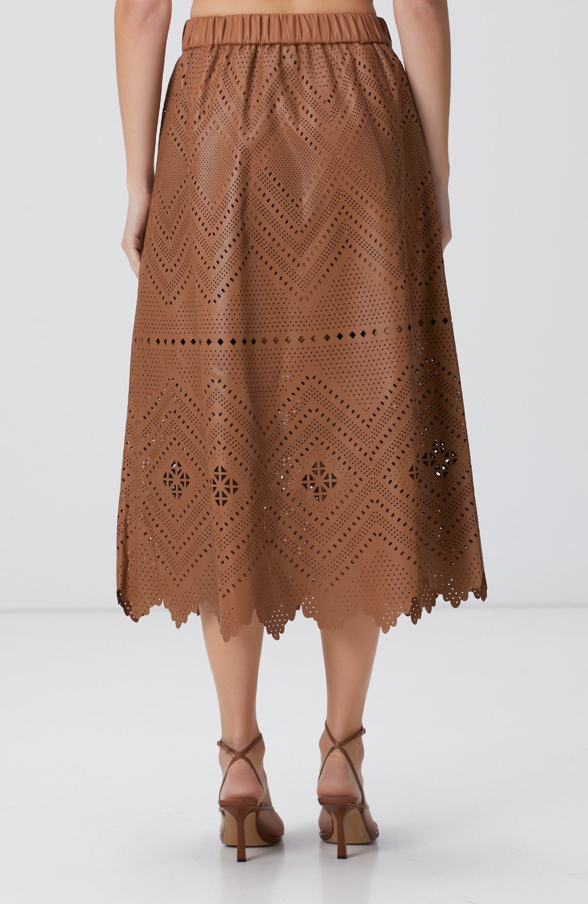WOMEN'S Limited Camel Leather Skirt