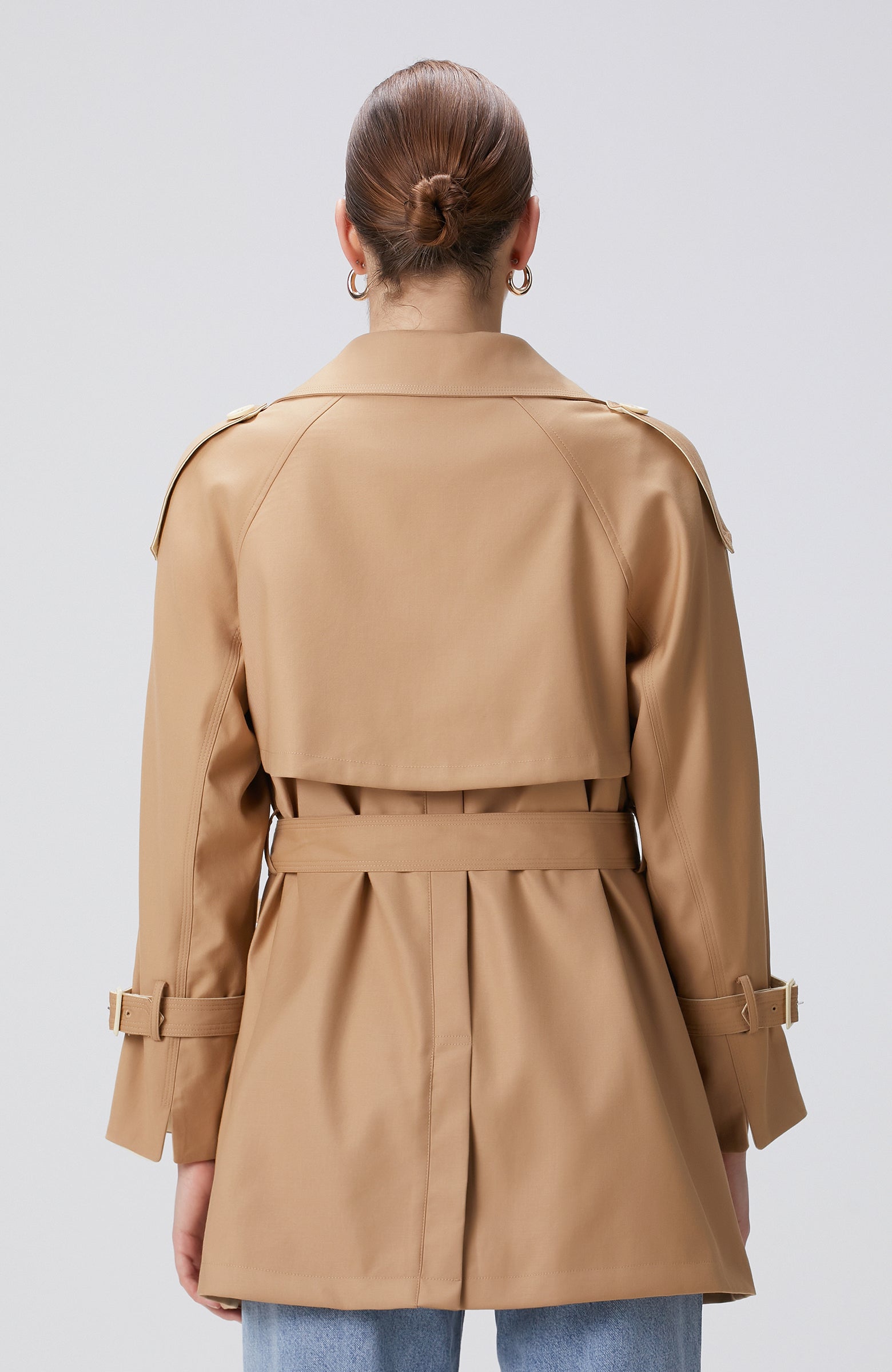 WOMEN'S Beige Double-Breasted Trench Coat