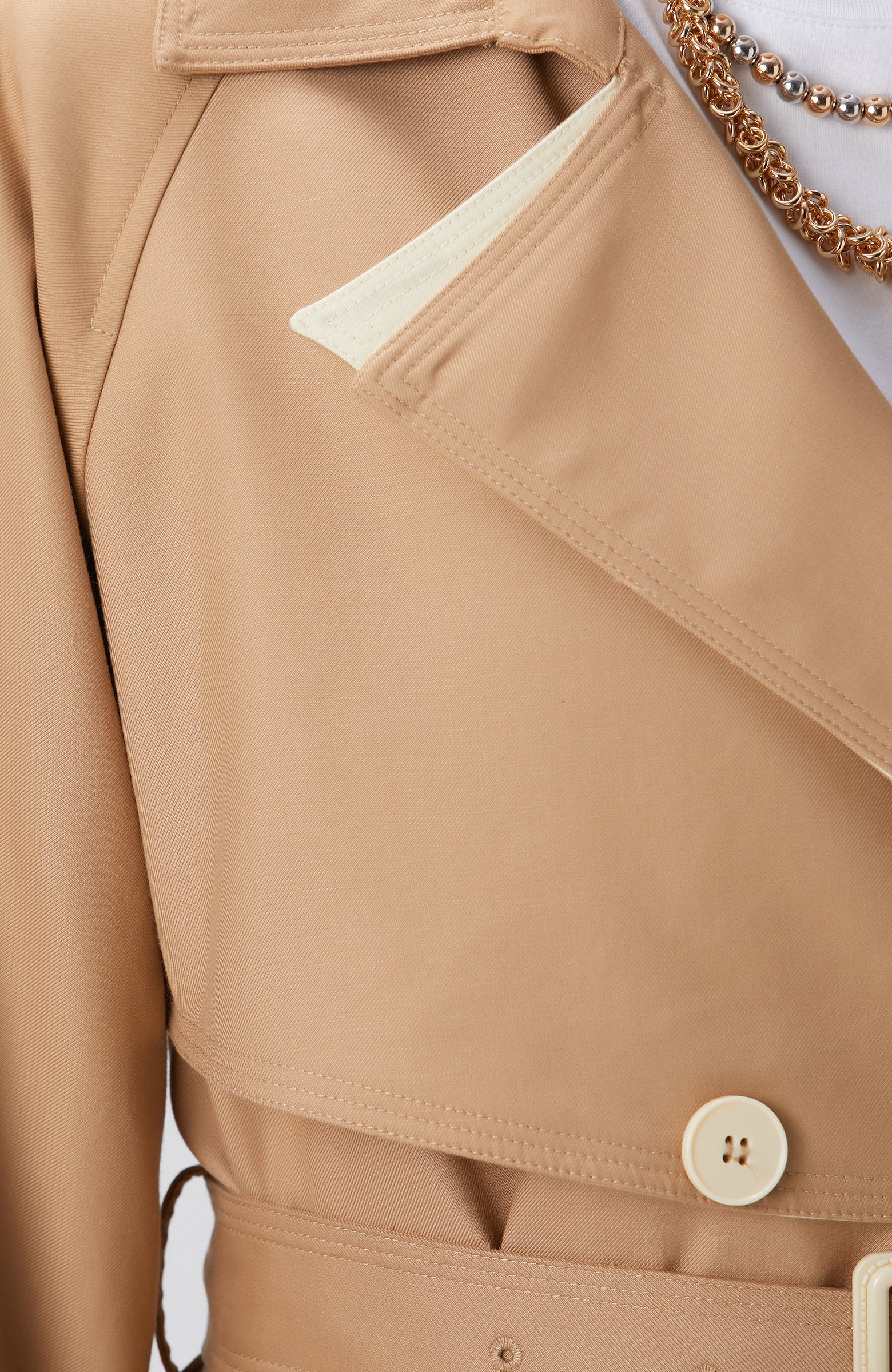 WOMEN'S Beige Double-Breasted Trench Coat