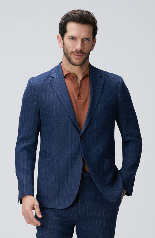 MEN'S Navy Blue Linen Blend Jacket