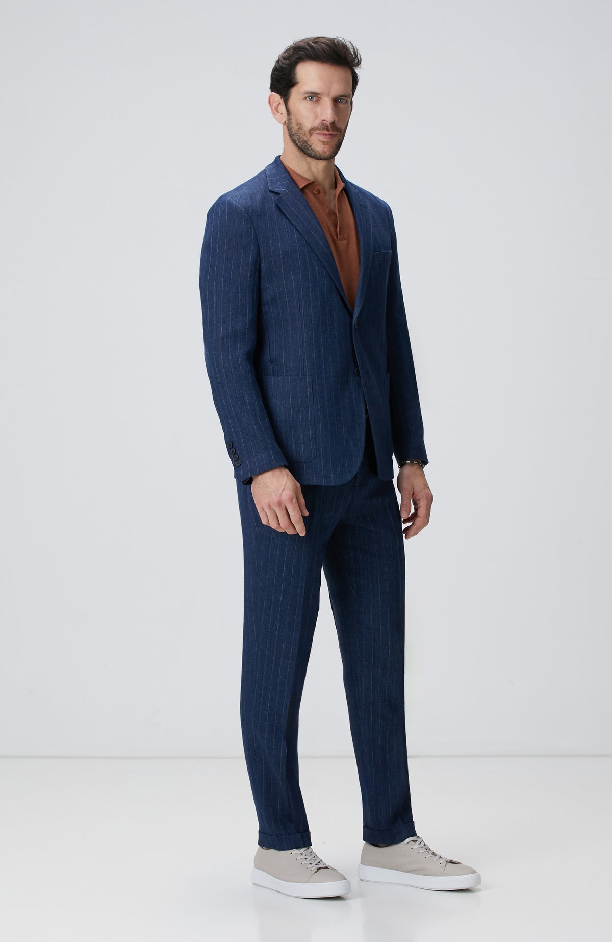 MEN'S Navy Blue Linen Blend Jacket