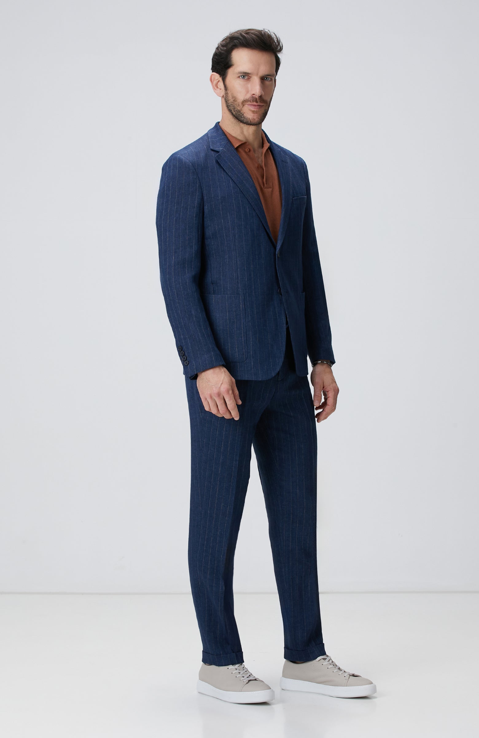 MEN'S Navy Blue Linen Blend Jacket