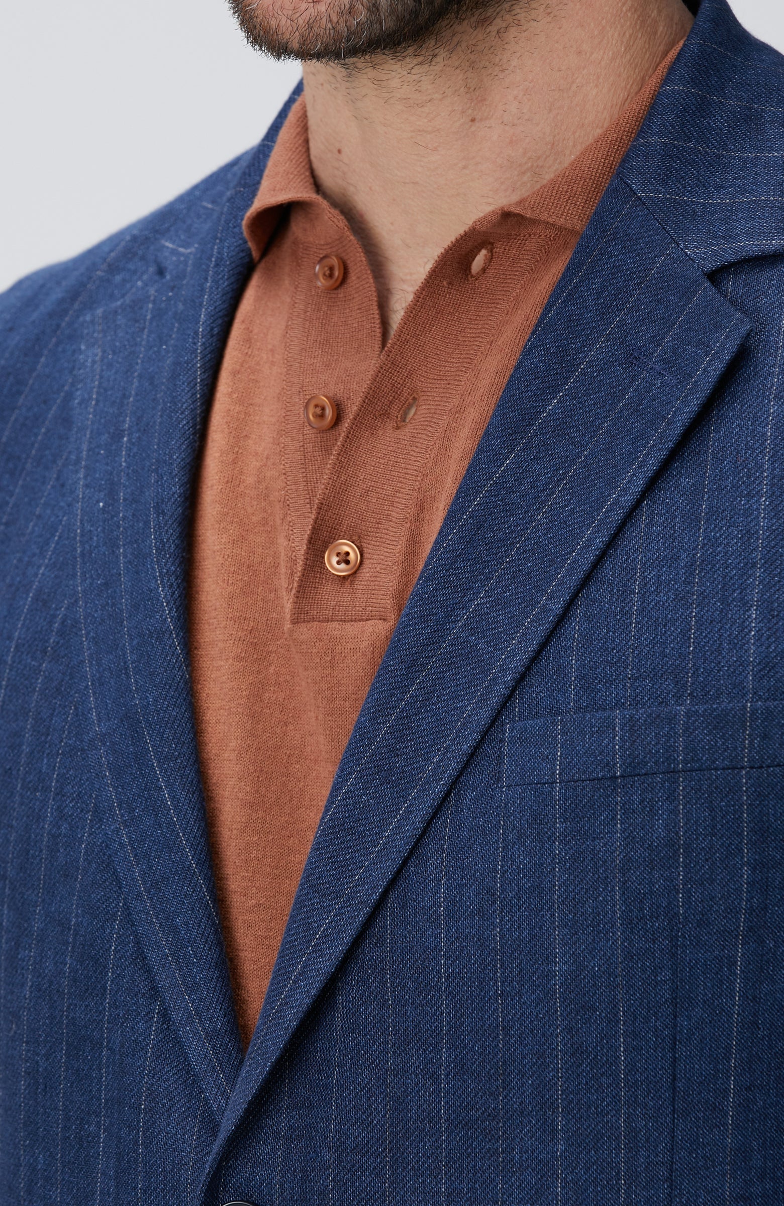 MEN'S Navy Blue Linen Blend Jacket