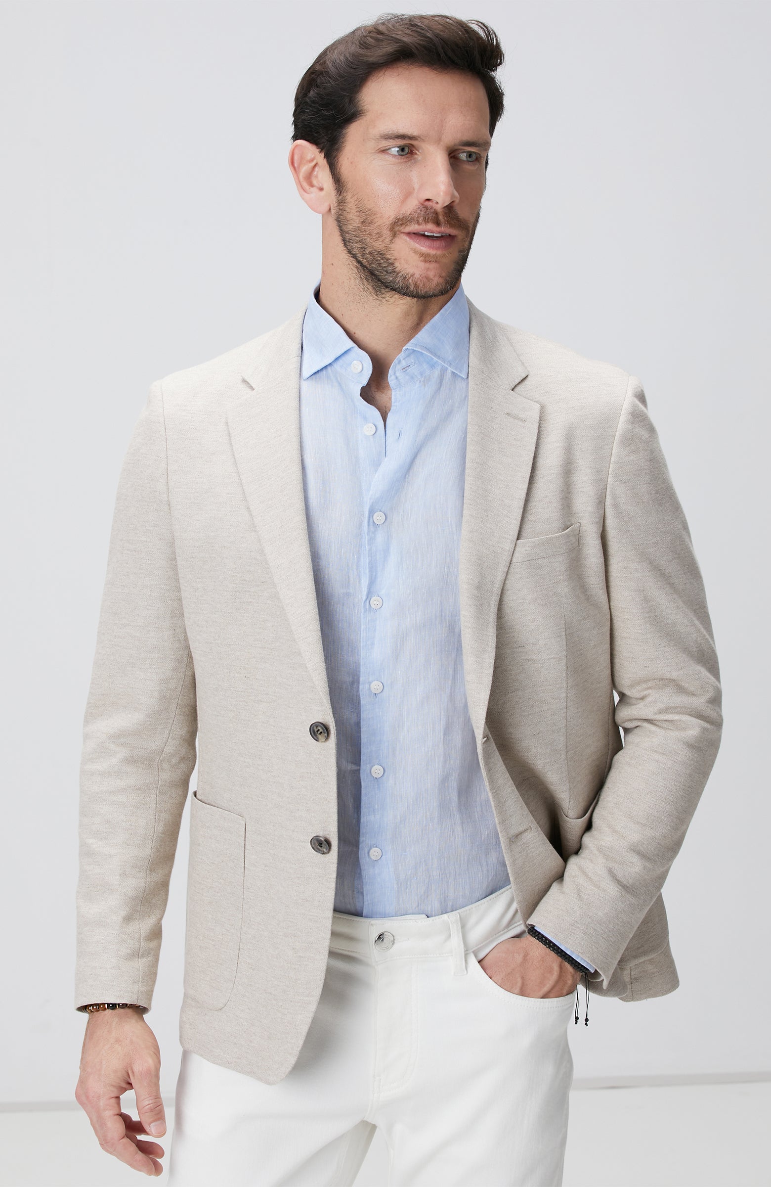 MEN'S Knitted Jacket With Linen Blend