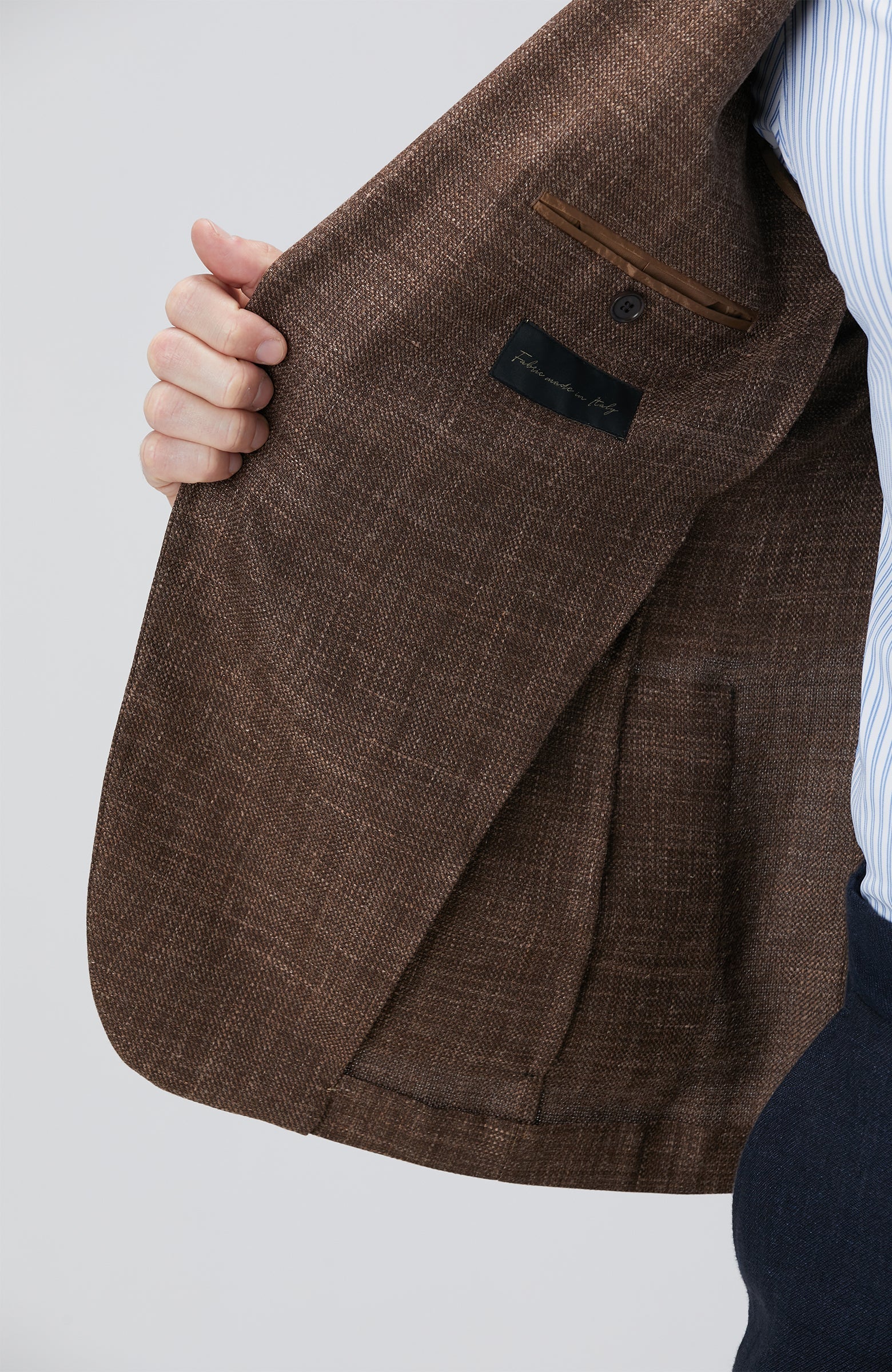 MEN'S Brown Plaid Pattern Wool Silk Blend Jacket