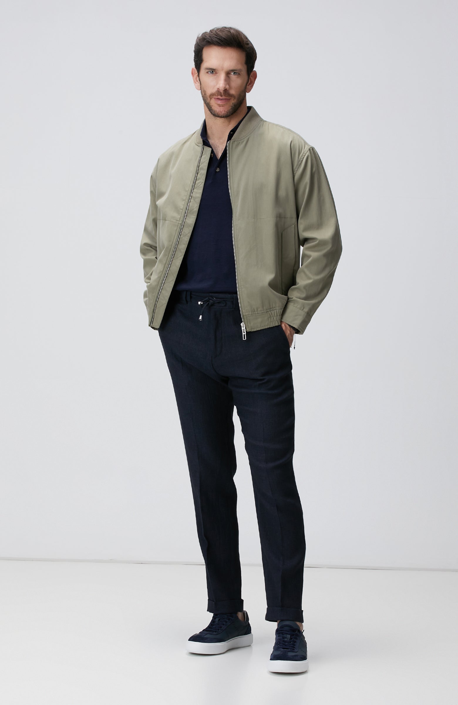 MEN'S Navy Blue Linen Blend Jogger Pants