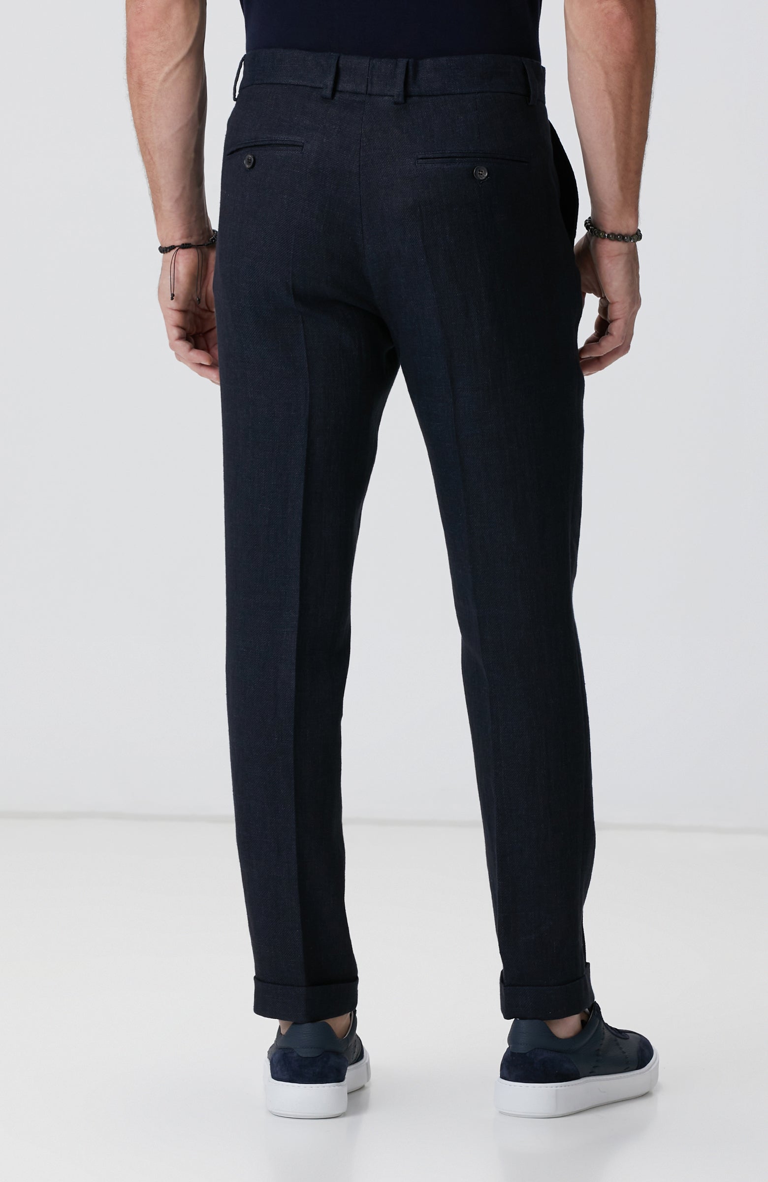 MEN'S Navy Blue Linen Blend Jogger Pants