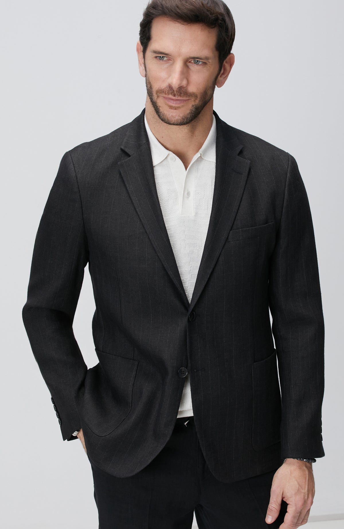 MEN'S Black Linen Blend Suit