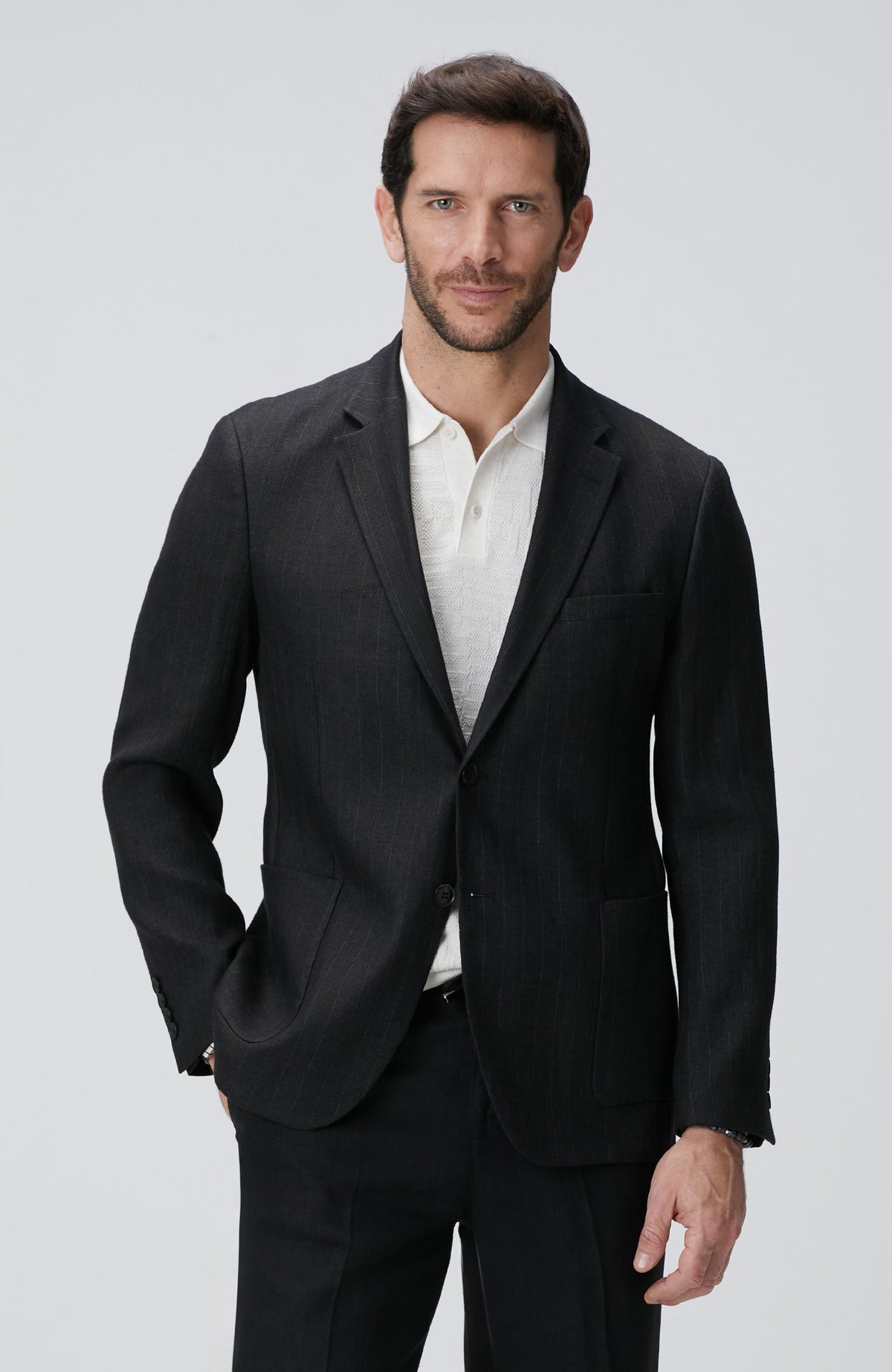 MEN'S Black Linen Blend Suit