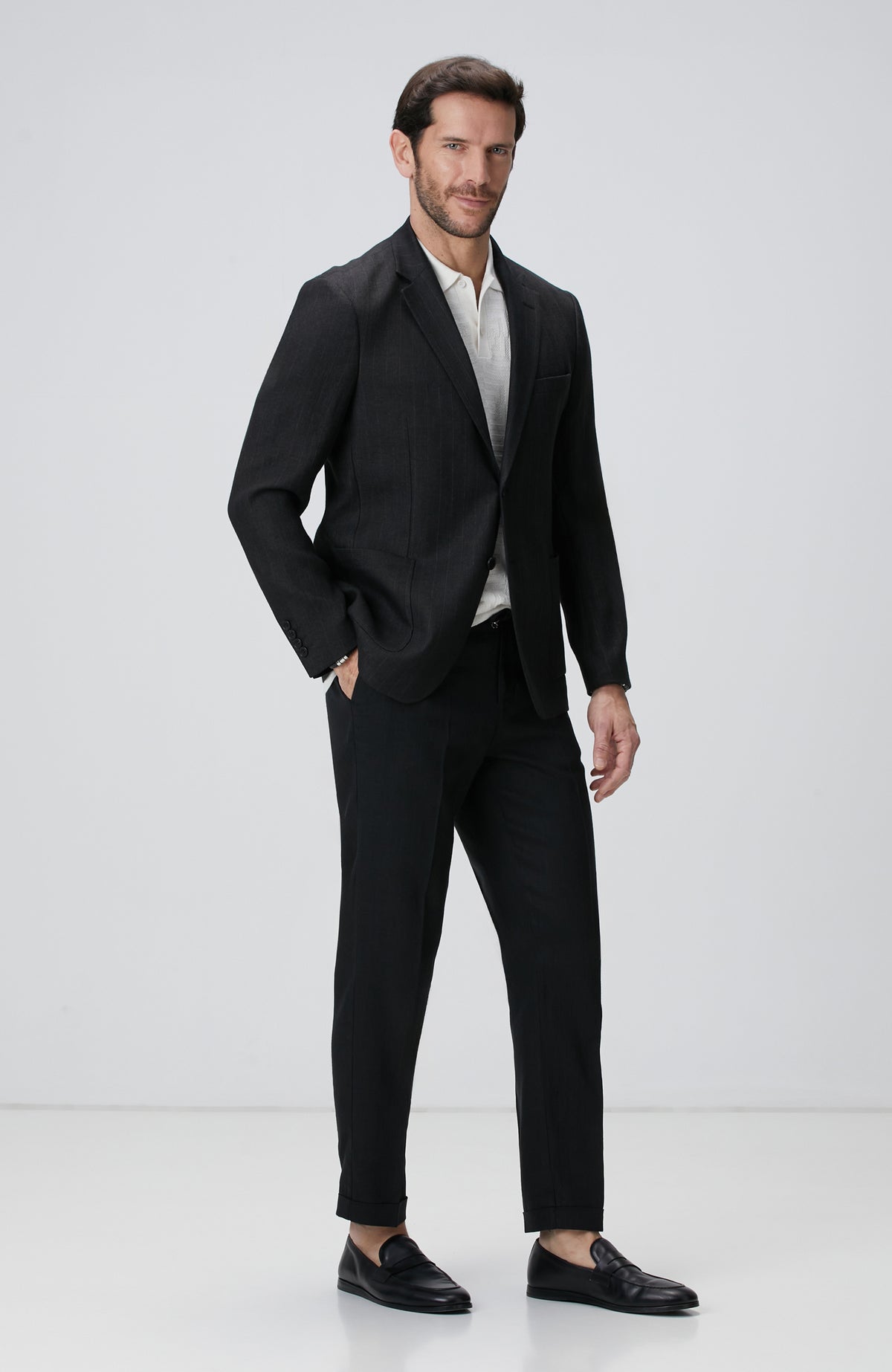 MEN'S Black Linen Blend Suit