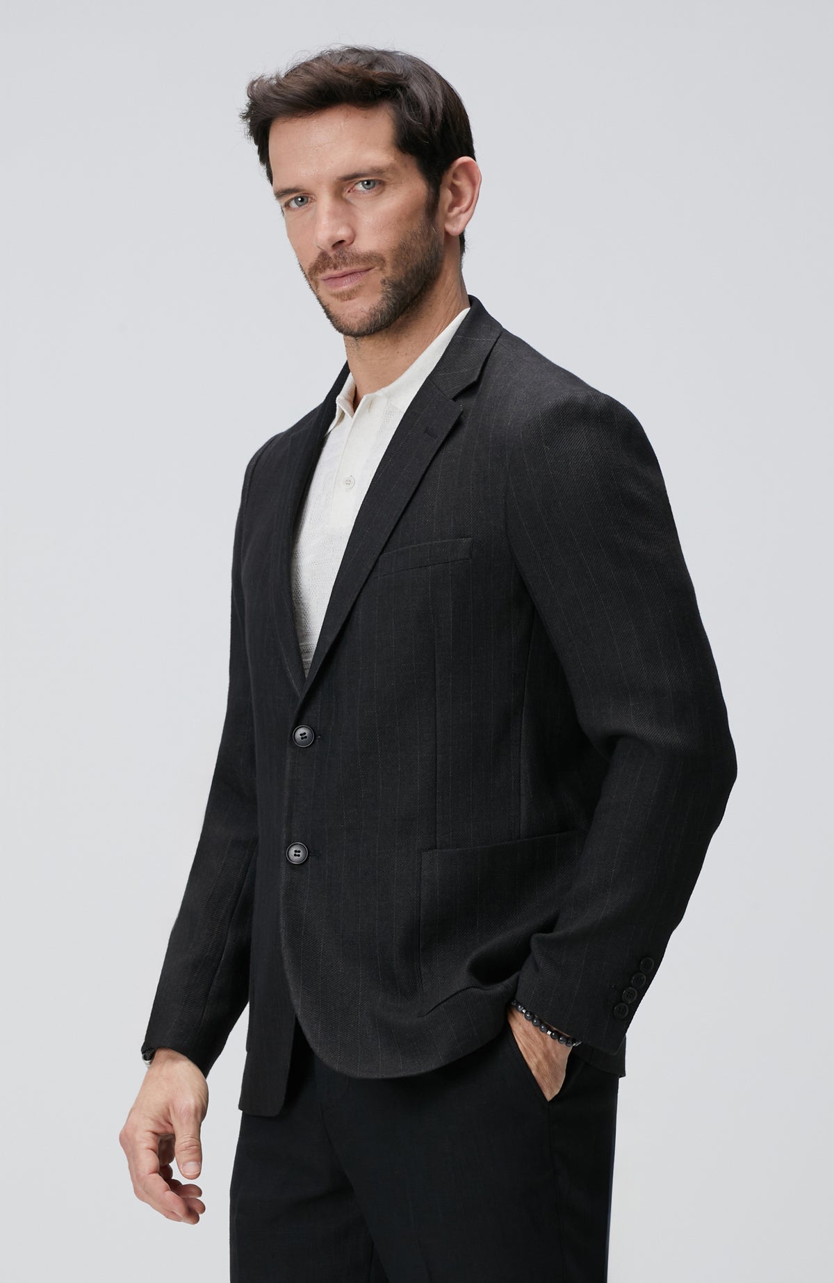 MEN'S Black Linen Blend Suit