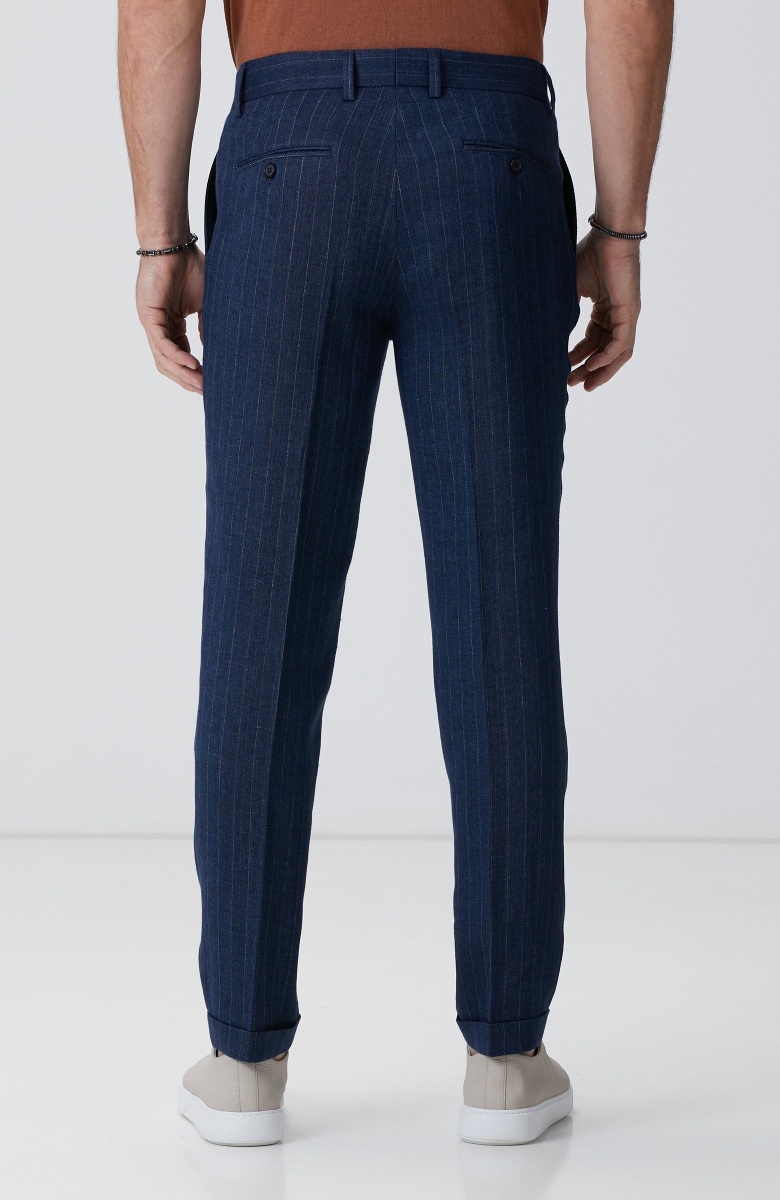MEN'S Navy Blue Linen Blend Trousers