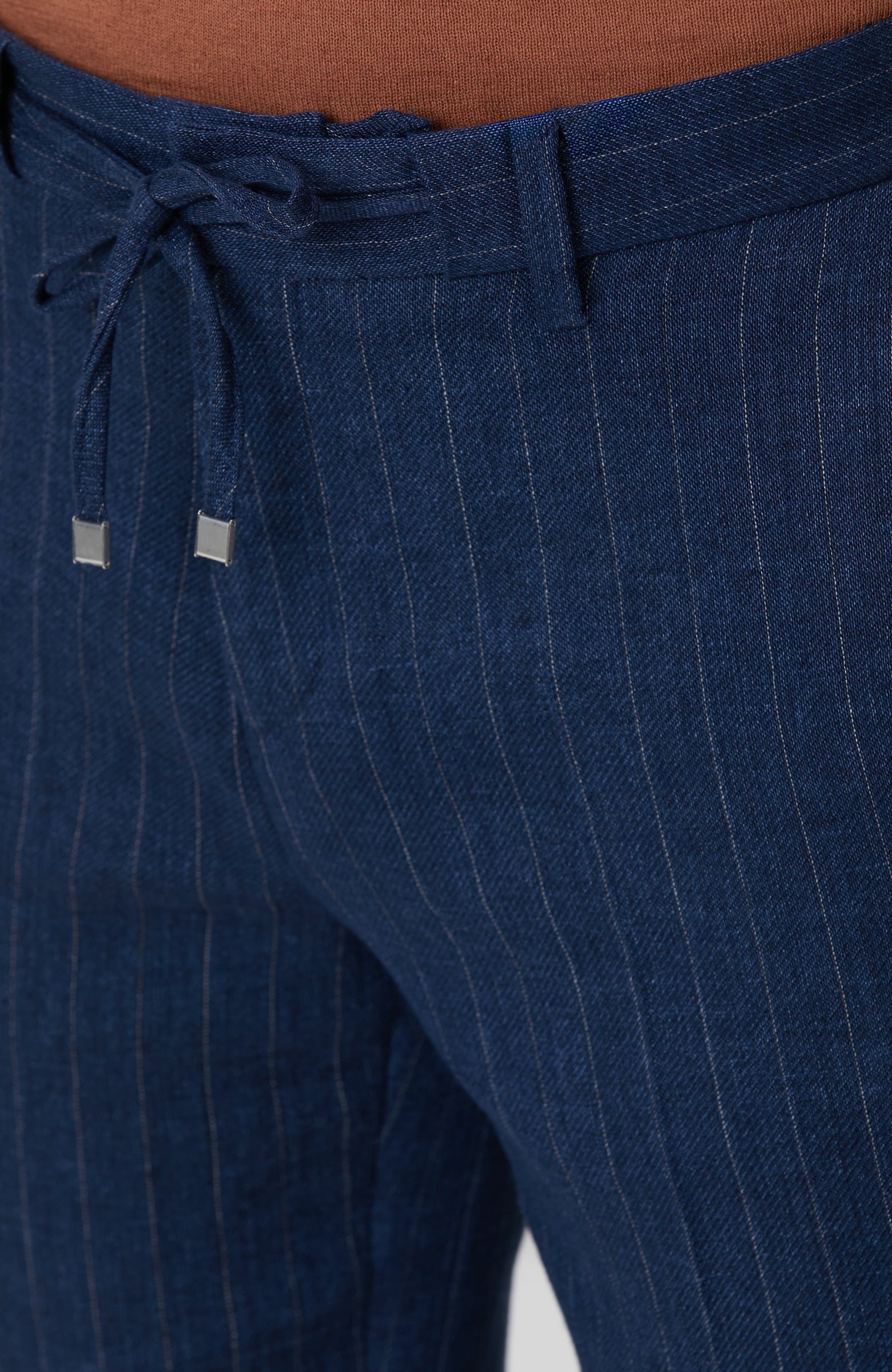 MEN'S Navy Blue Linen Blend Trousers