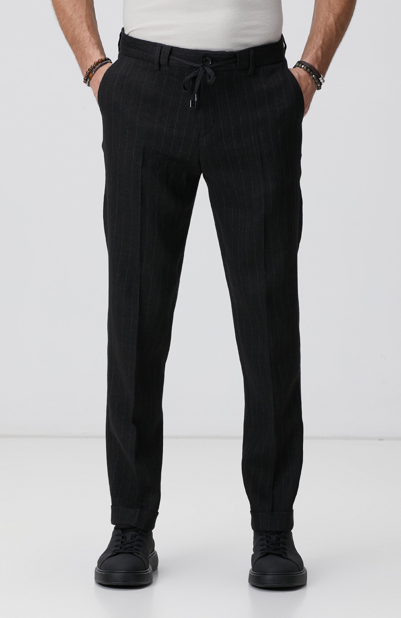 MEN'S Black Linen Blend Jogger Pants