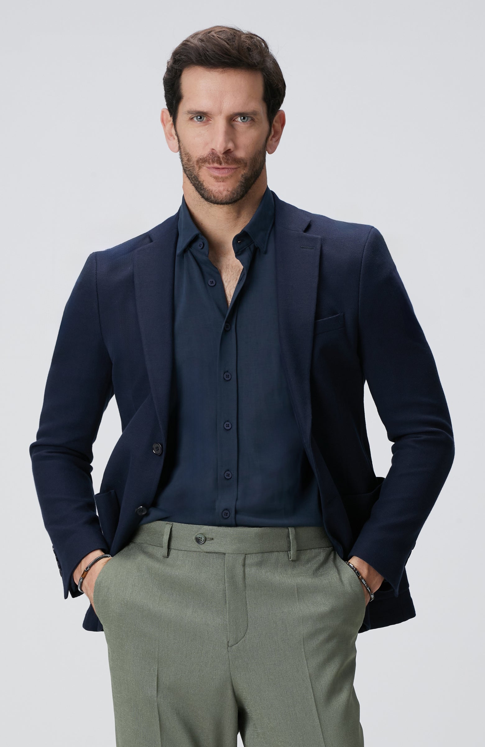 MEN'S Navy Blue Dobby Jacket