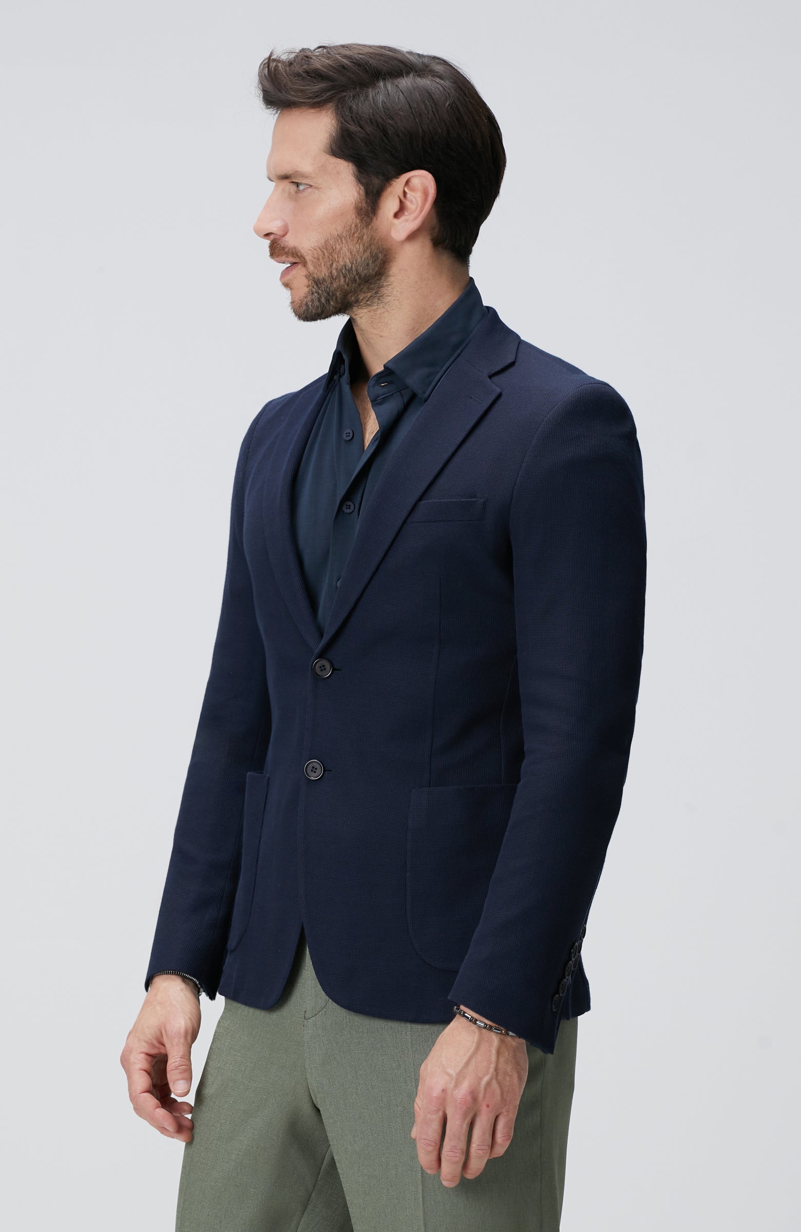 MEN'S Navy Blue Dobby Jacket
