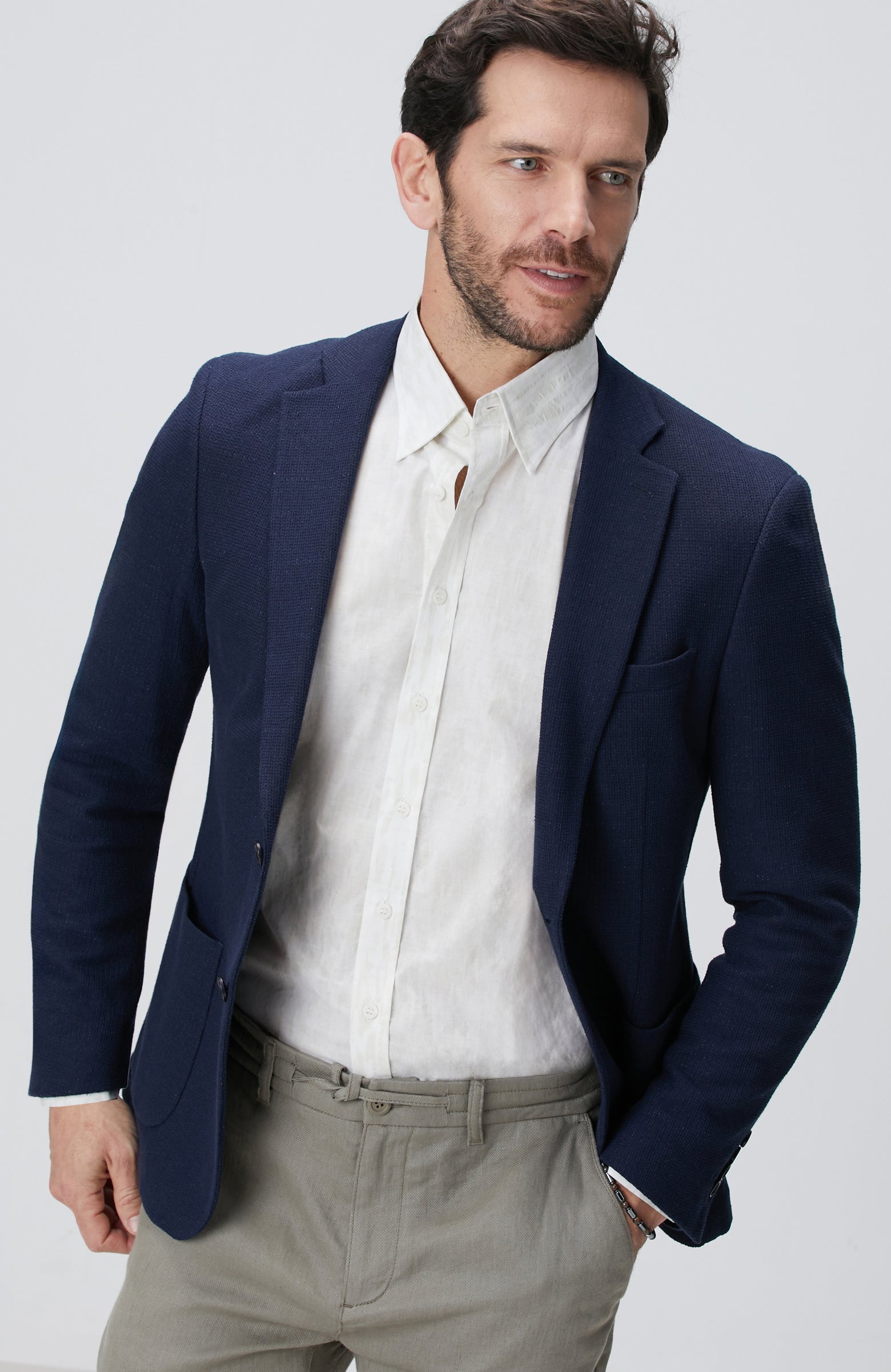 MEN'S Navy Blue Linen Blend Jacket