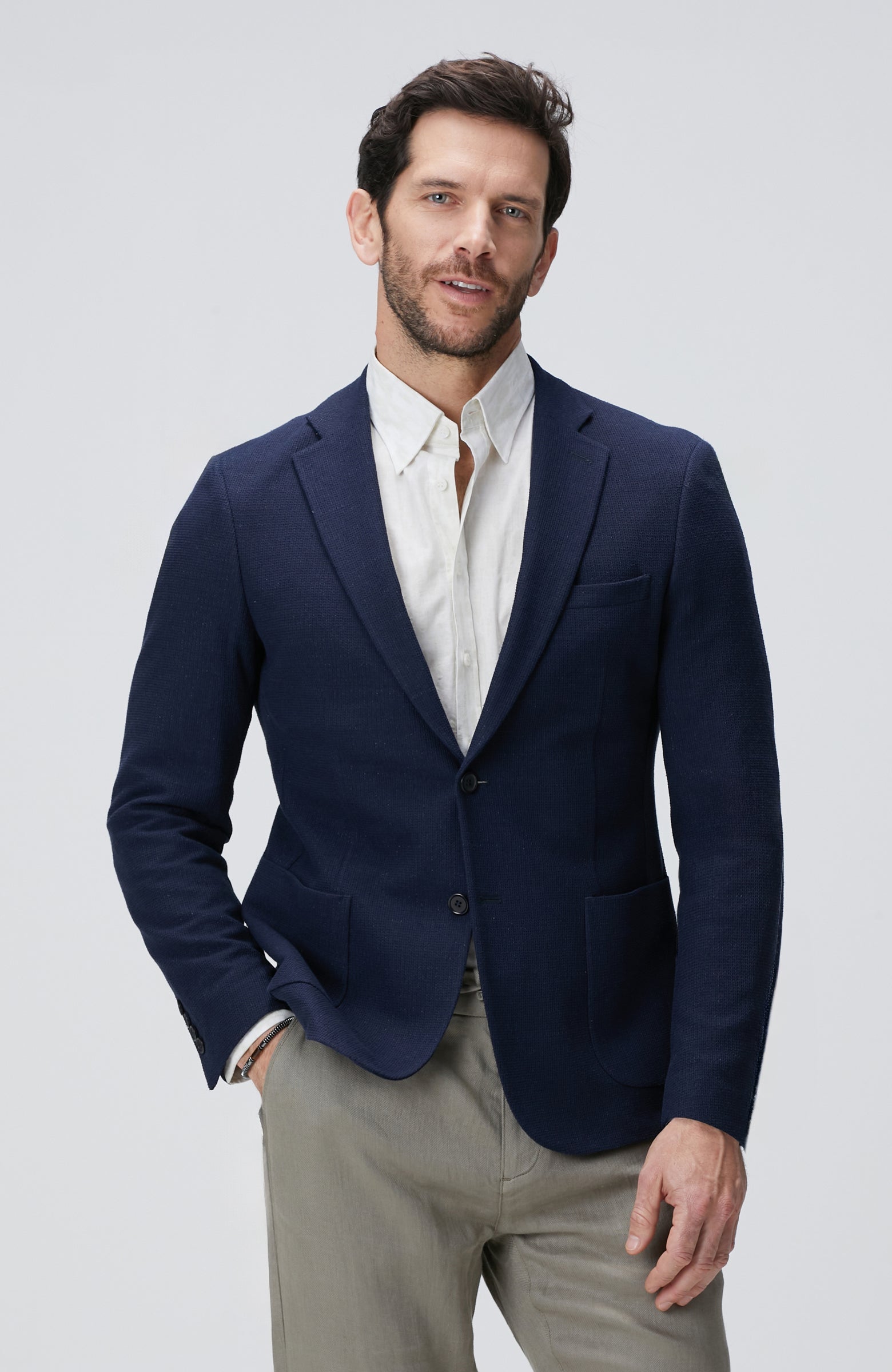 MEN'S Navy Blue Linen Blend Jacket