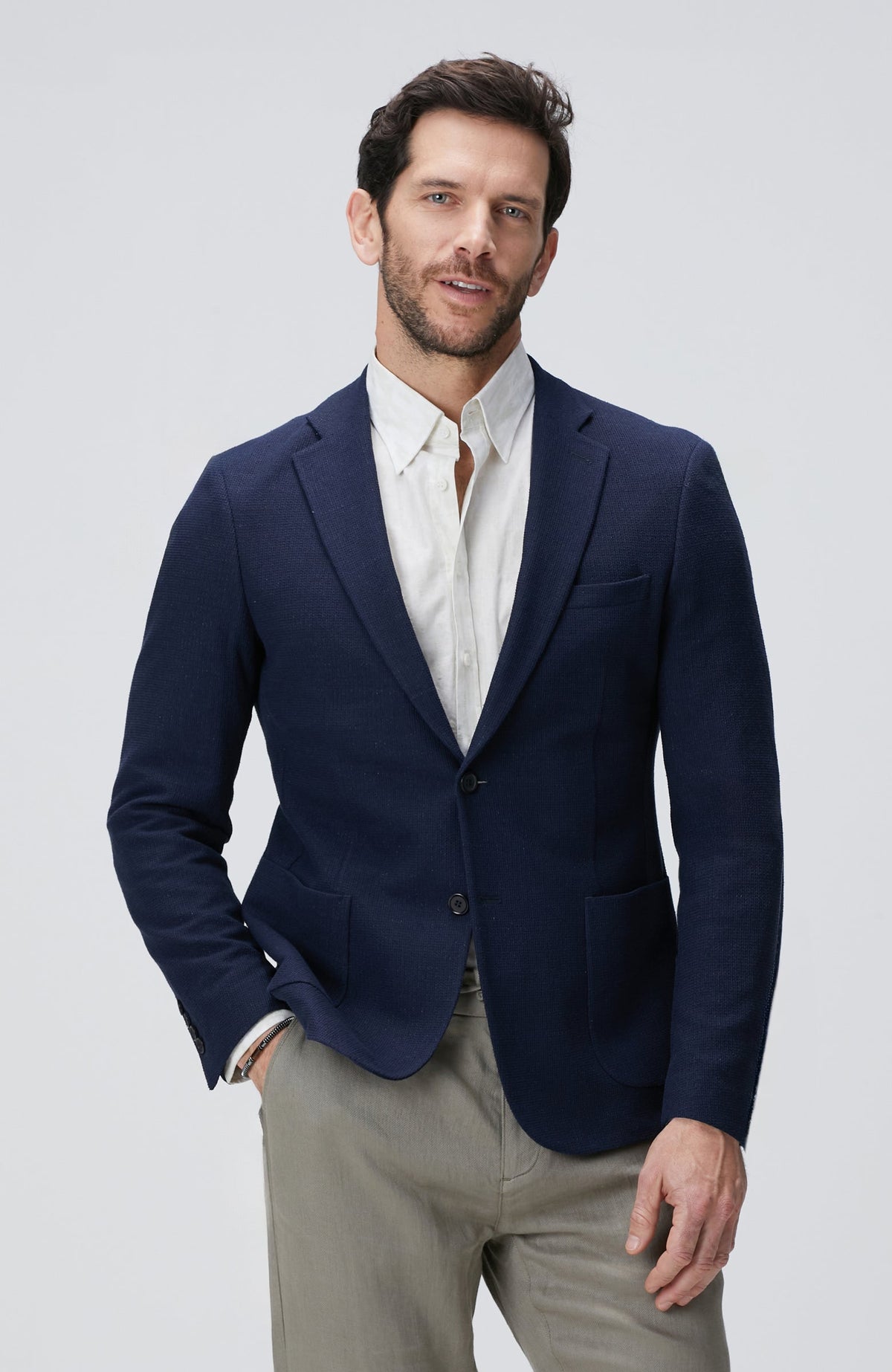 MEN'S Navy Blue Linen Blend Jacket
