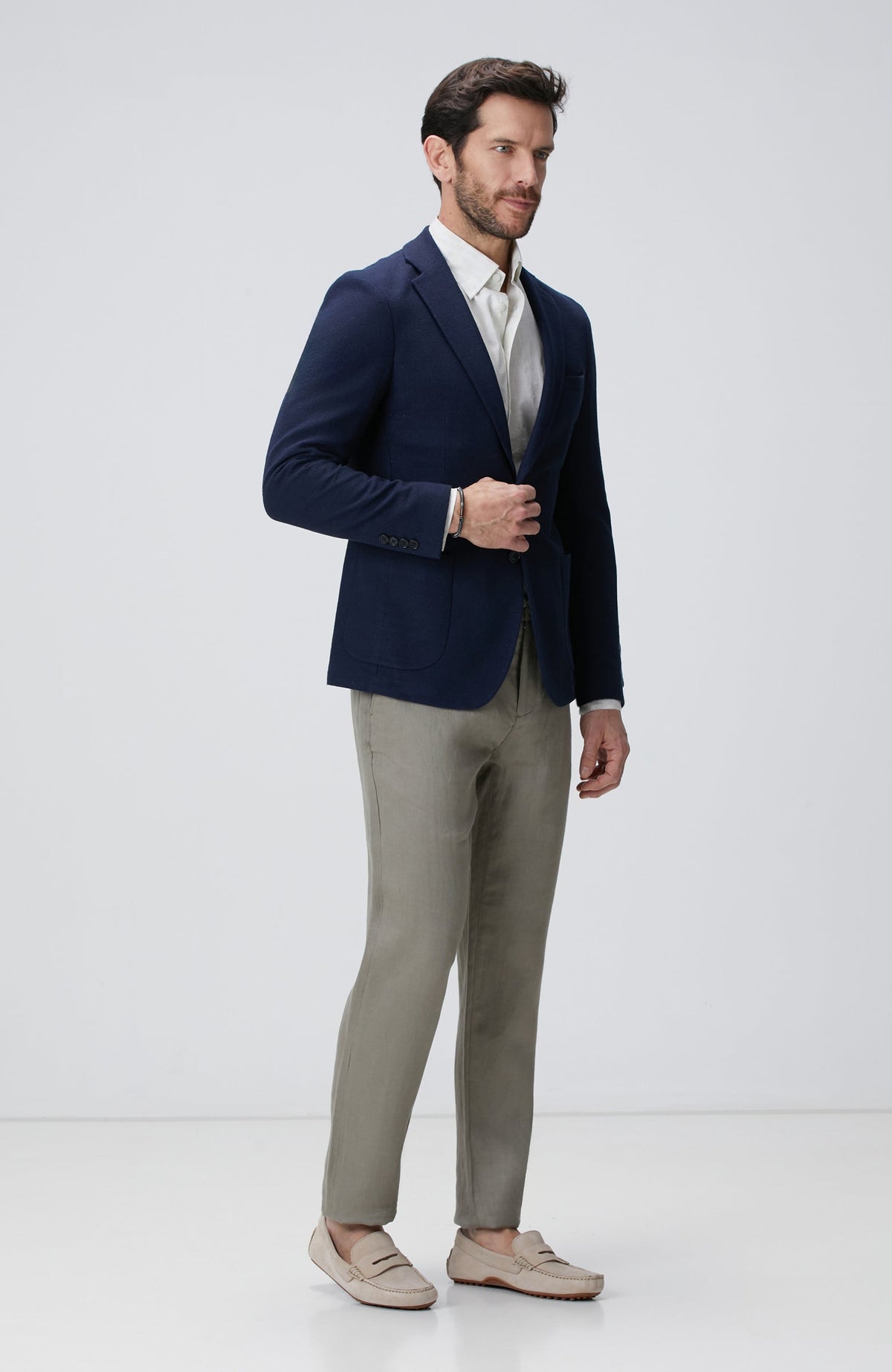 MEN'S Navy Blue Linen Blend Jacket