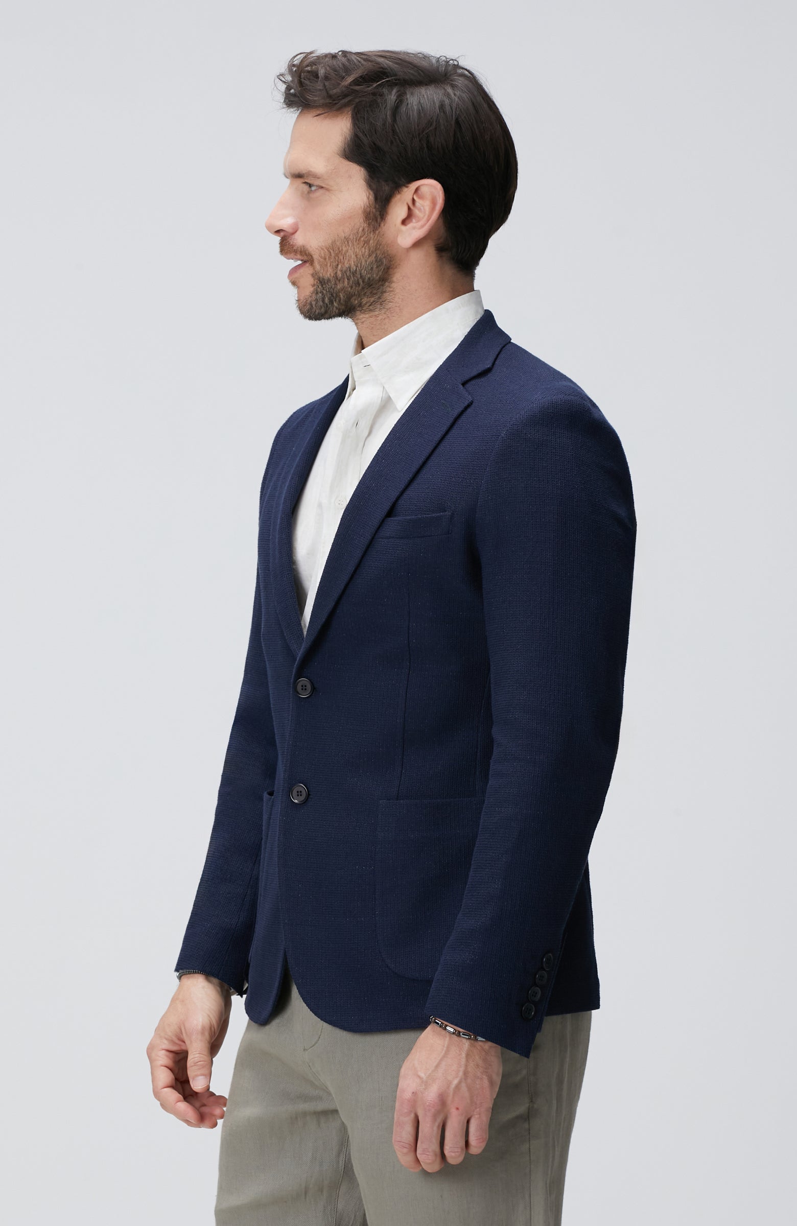 MEN'S Navy Blue Linen Blend Jacket
