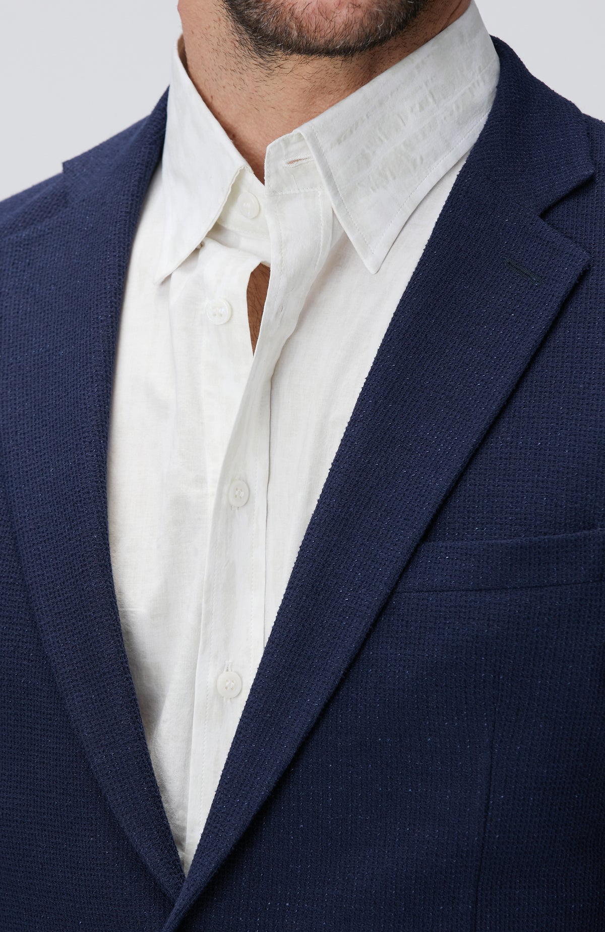 MEN'S Navy Blue Linen Blend Jacket