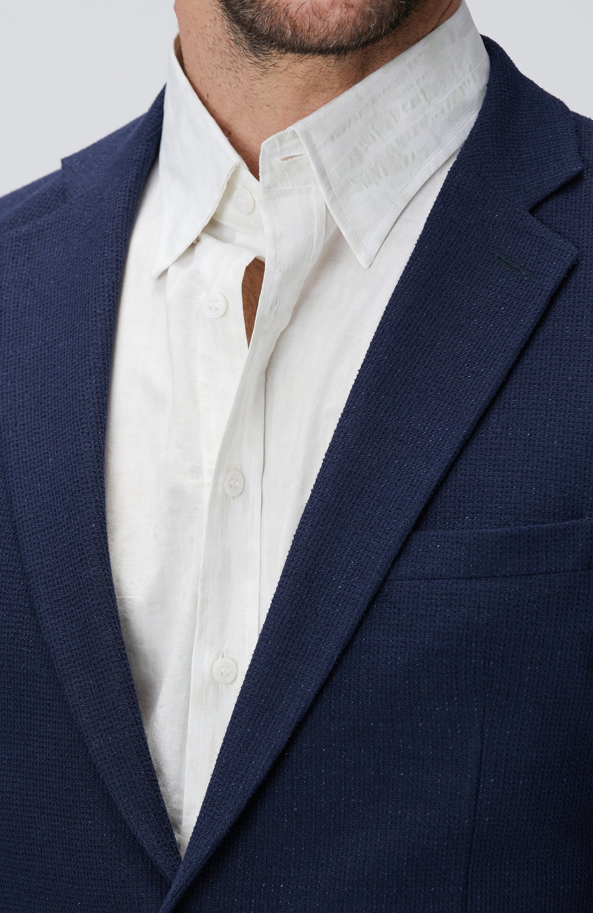 MEN'S Navy Blue Linen Blend Jacket