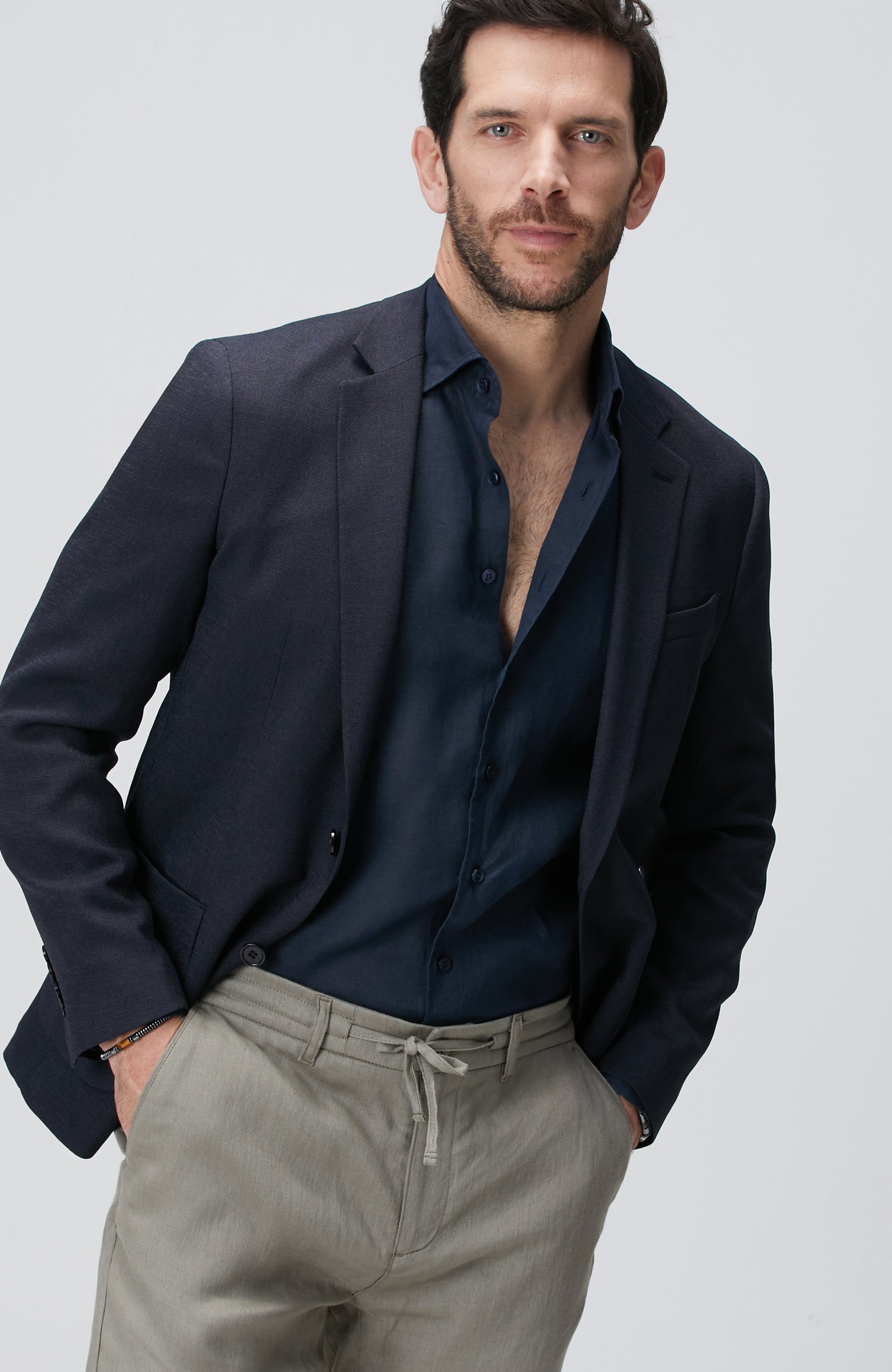 MEN'S Navy Blue Dobby Jacket