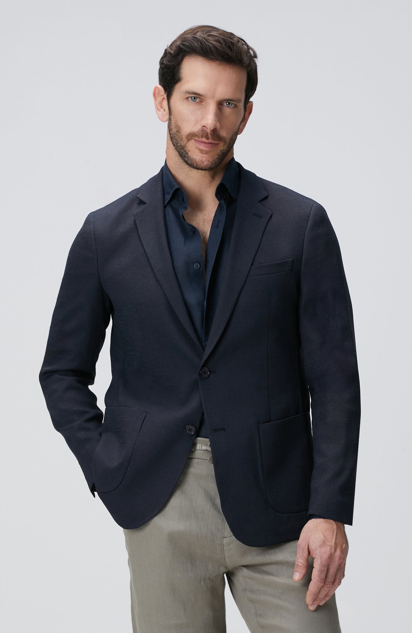 MEN'S Navy Blue Dobby Jacket