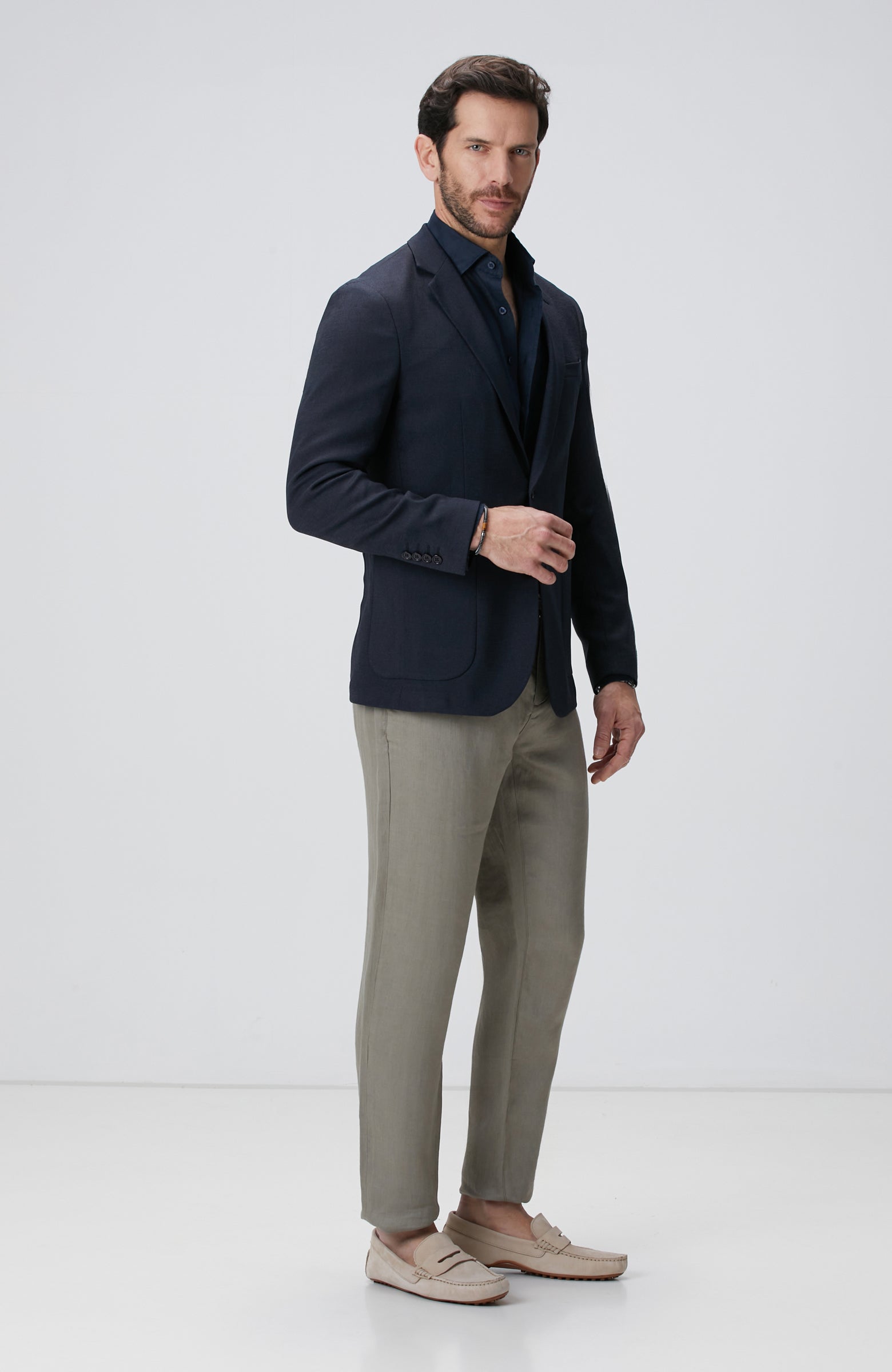 MEN'S Navy Blue Dobby Jacket