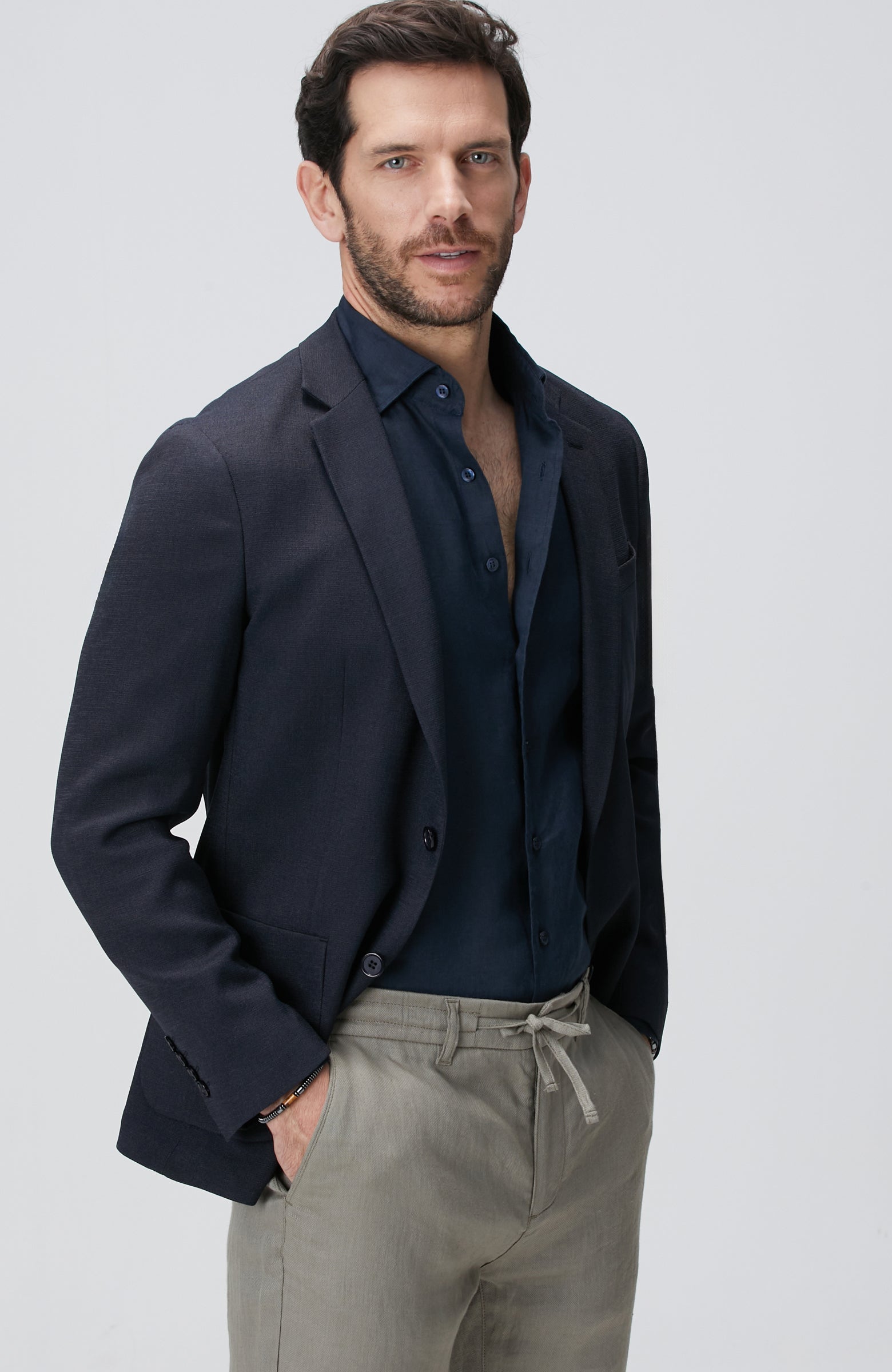 MEN'S Navy Blue Dobby Jacket