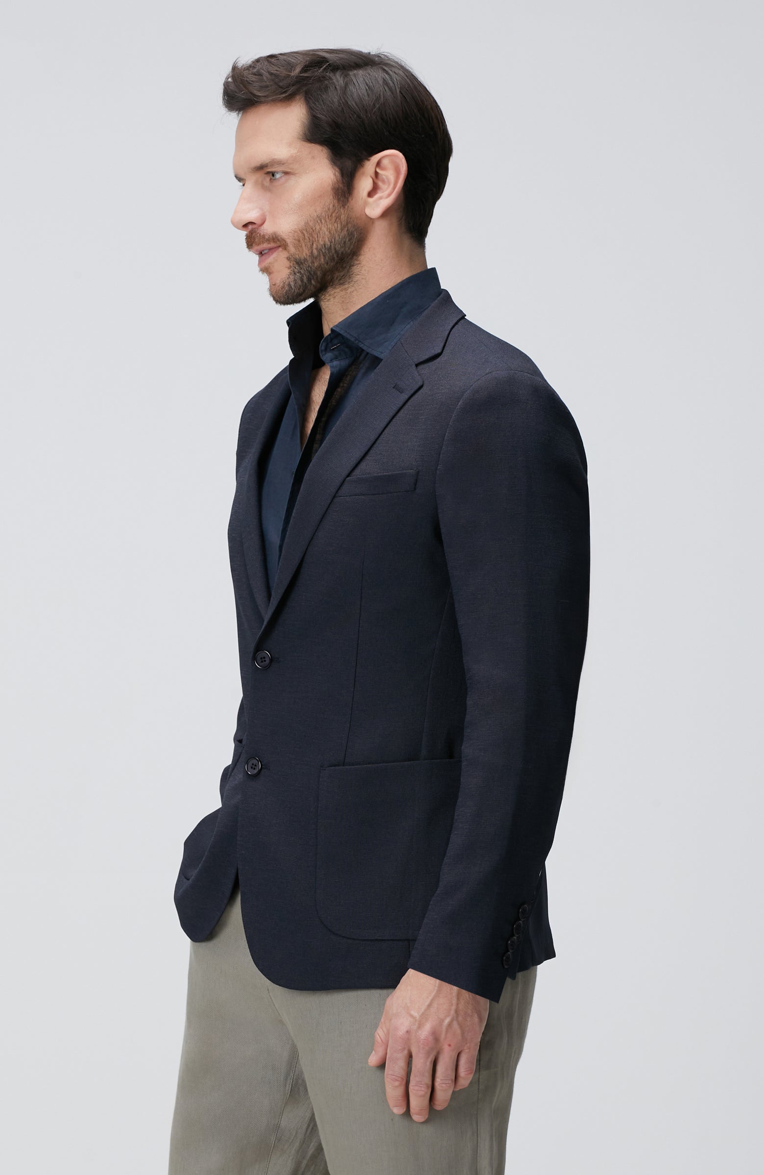 MEN'S Navy Blue Dobby Jacket