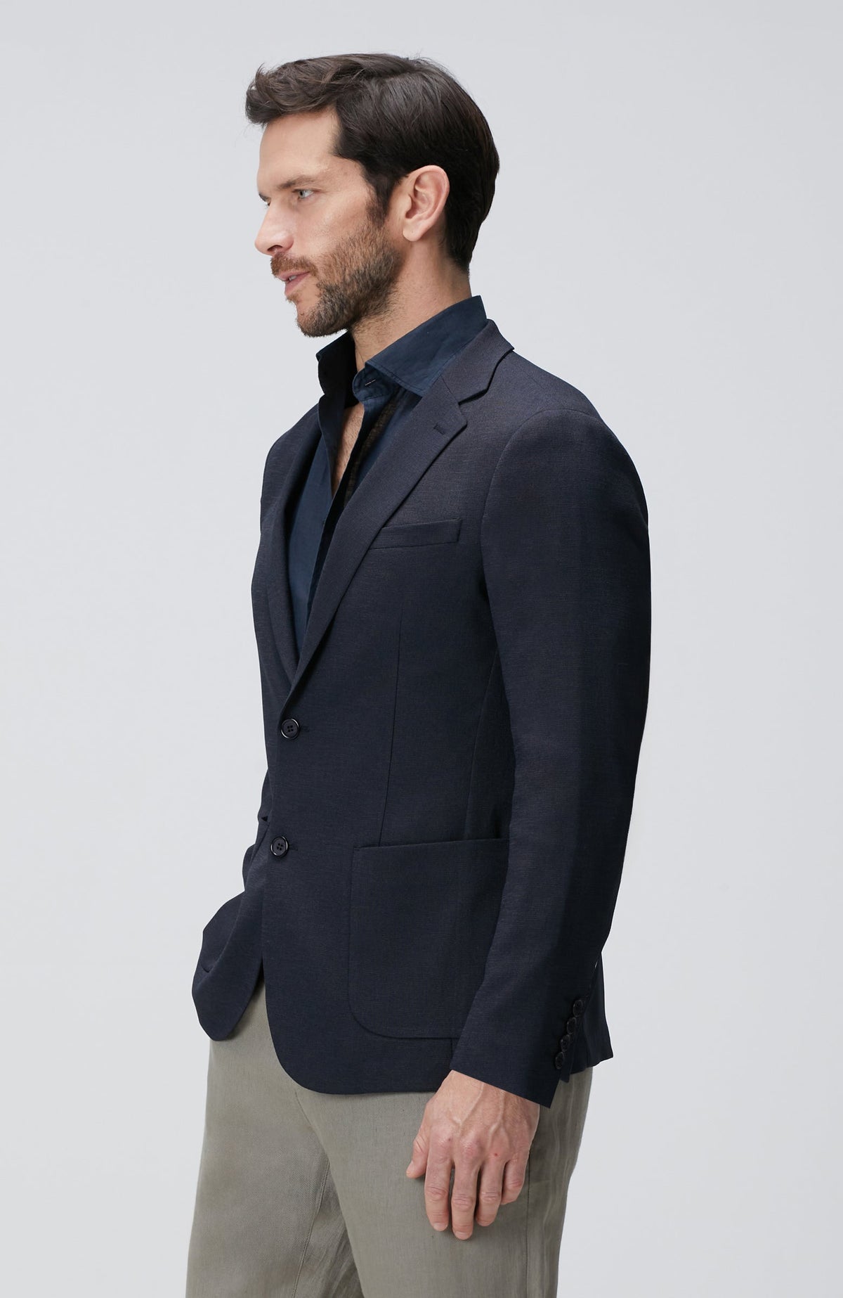 MEN'S Navy Blue Dobby Jacket