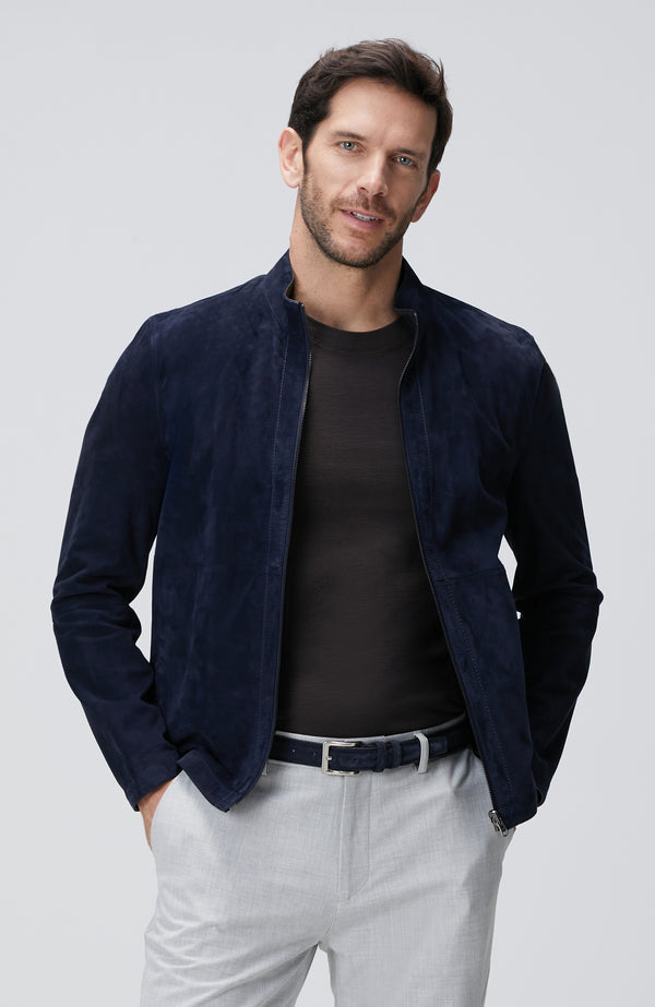 MEN'S Navy Blue Double-Sided Suede Coat